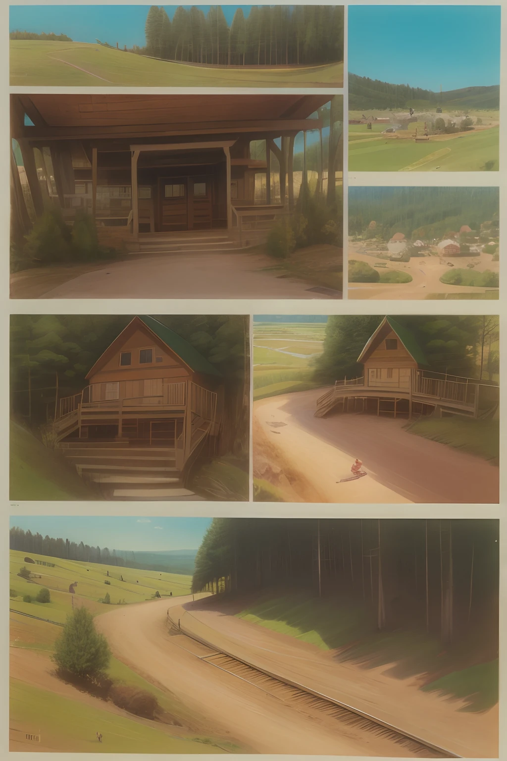 Comic storyboard:2, Uzri pine goes to the countryside,1 beautiful girl,Playing happily,and the sun was shining brightly,An amusement park