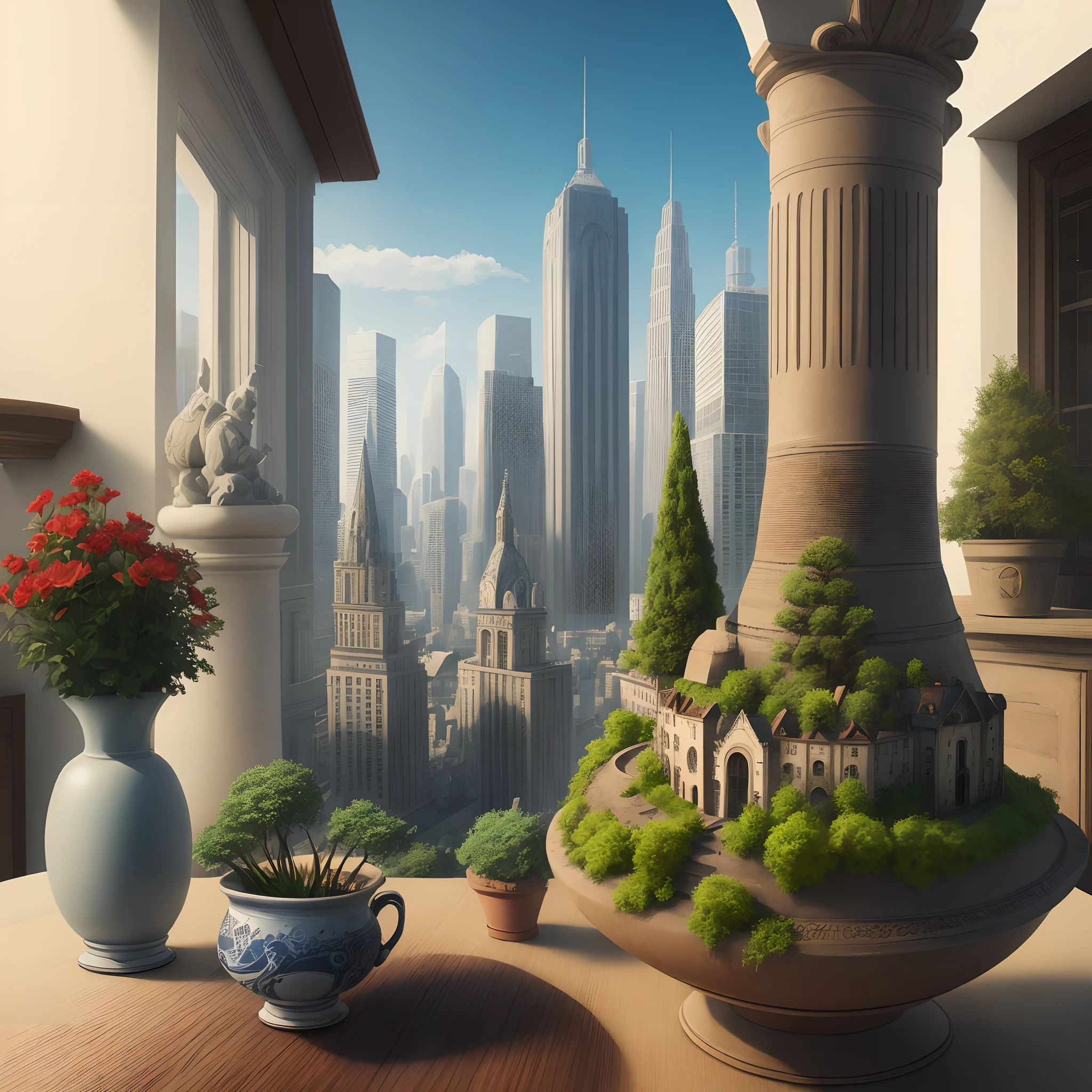 City built on a vase
