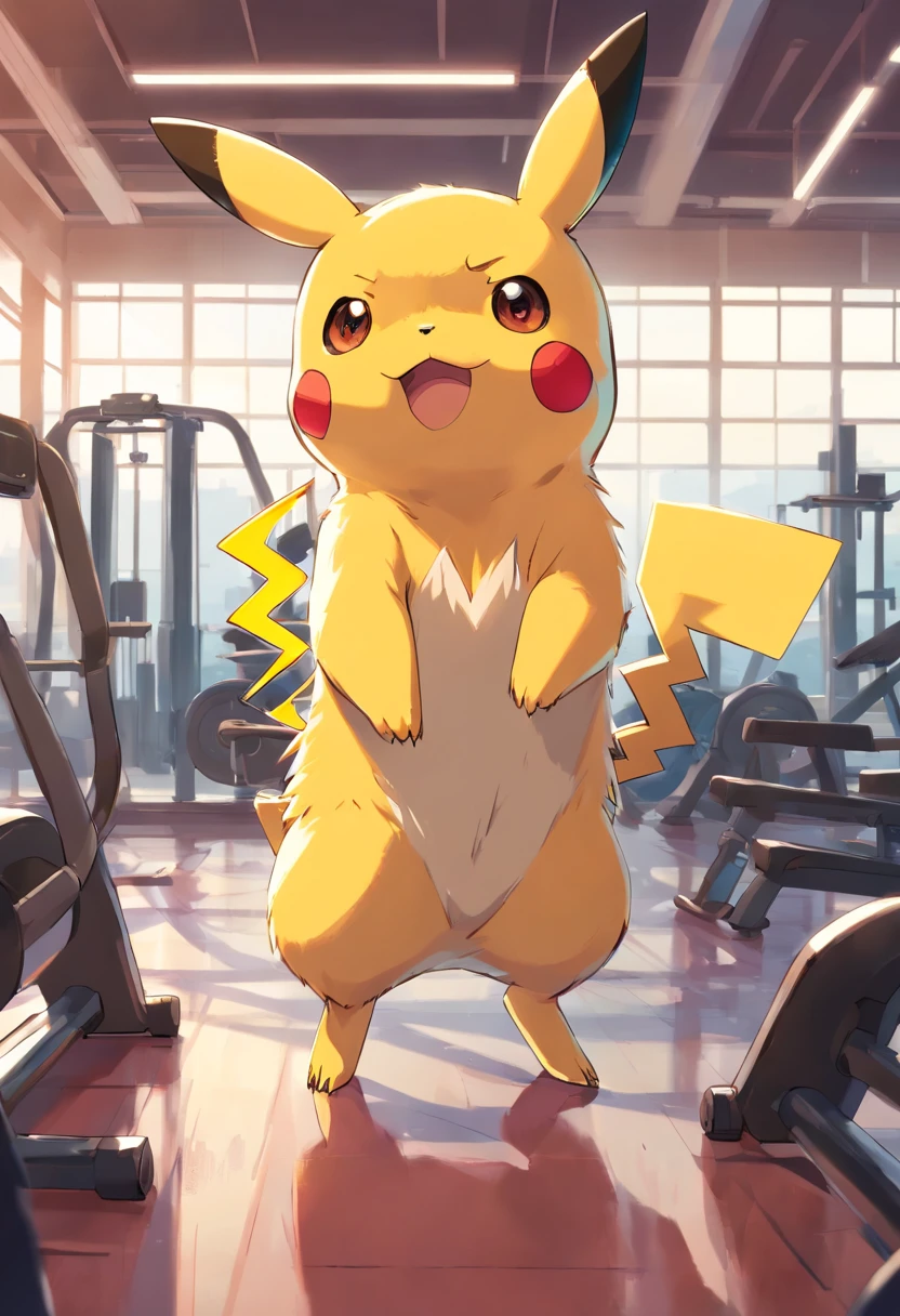 Pikachu jombie t-shirt working hard in the gym