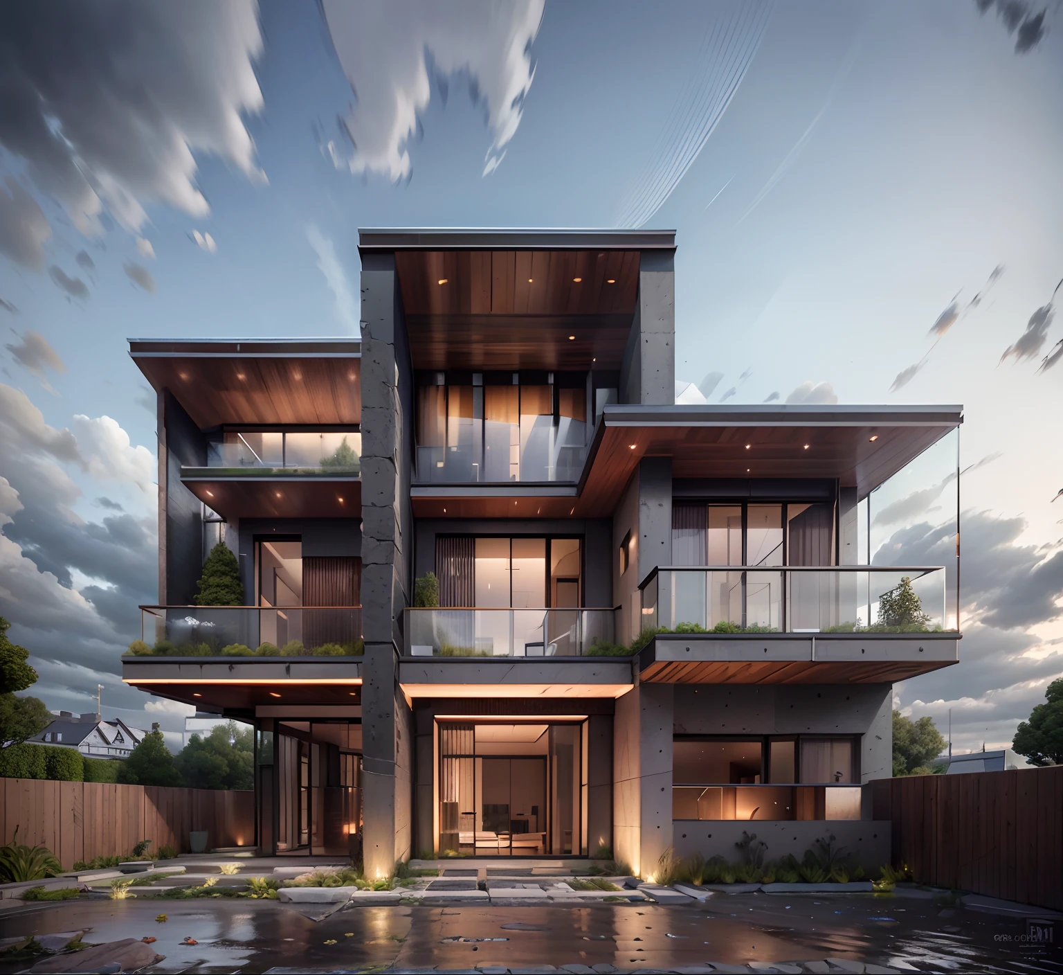 mordenhouse, house, glass house with a sloping roof, modern, dynamic (RAW photo, real, best quality, masterpiece:1.2), (hyper realistic, photo-realistic:1.2), high quality, (dark lighting:1.2), perfect lighting, archdaily
