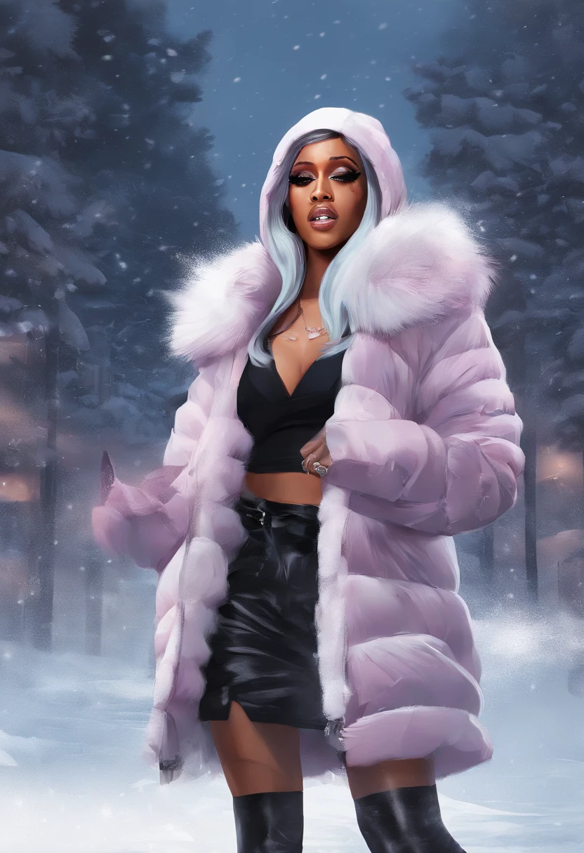 Cardi b rapping in the snow