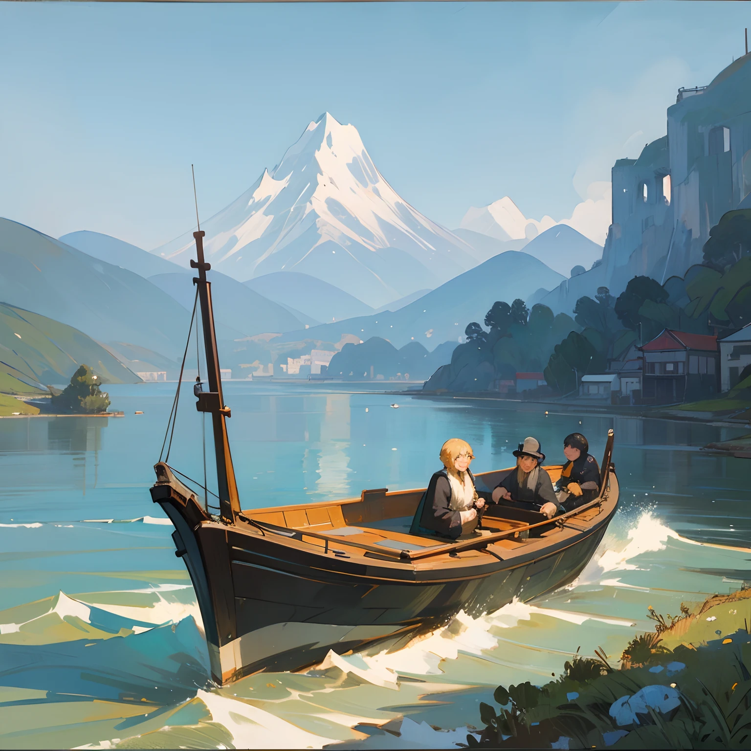 Painting apes on both sides of the strait in Van Gogh's style Cry non-stop,The light boat has passed the scene of Wanzhong Mountain,