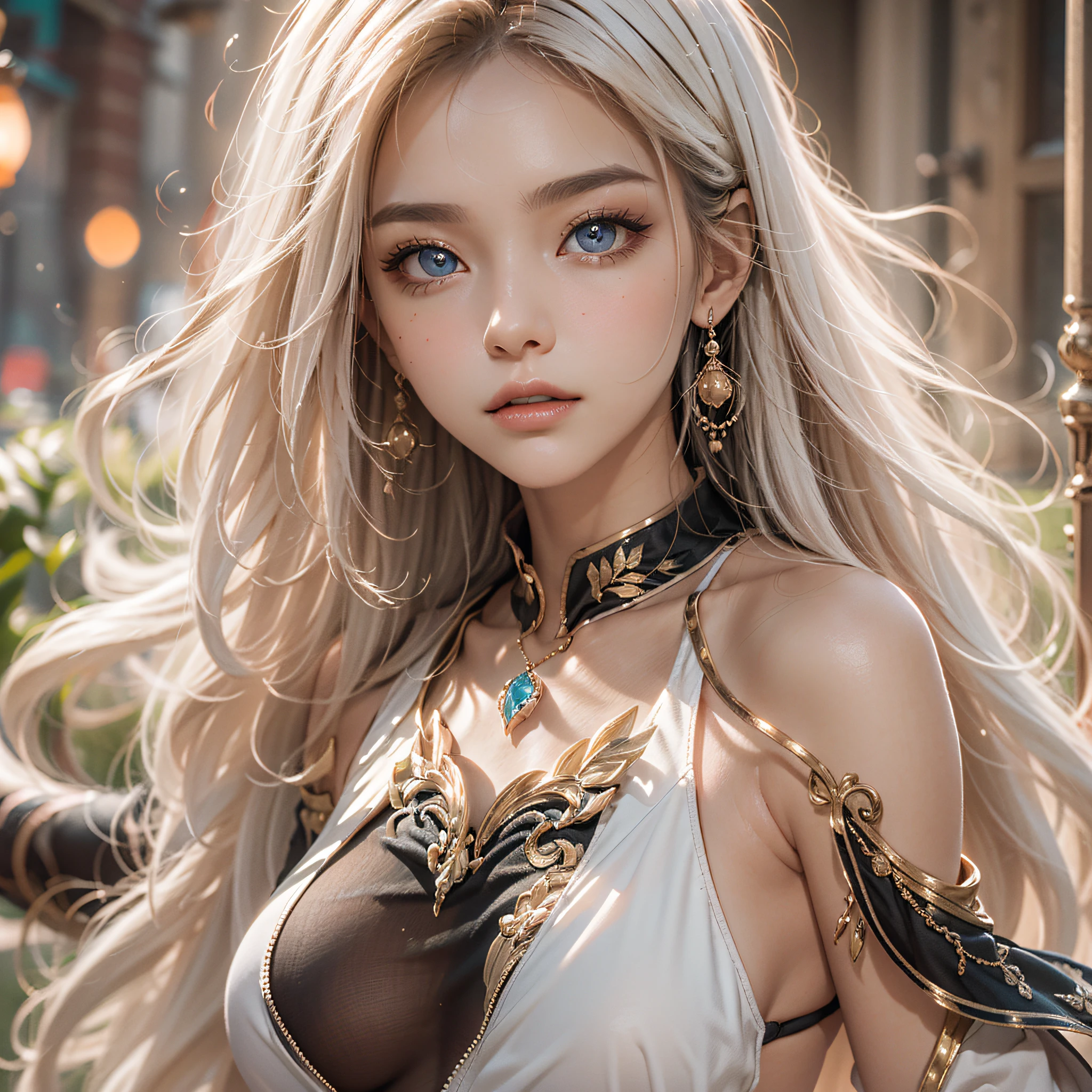 tmasterpiece, Warm color palette,rays of sunshine,Light art,(high detal:1 1), rough face, white color hair,Off-the-shoulder clothing,Large breasts,Natural Skin, high quarity, NSFW, beautidful eyes, (Detailed face and eyes), (faces: 1 2), noise,extra, Real Photographics, .PSD, lamp film photography, foco nítido, Contrast lighting, Delicate skin, High resolution 8K, insanely detaileda, realisticlying, professional photoshoot, 8K UHD, SLR camera, softlighting, hightquality, film grains, FUJI XT3