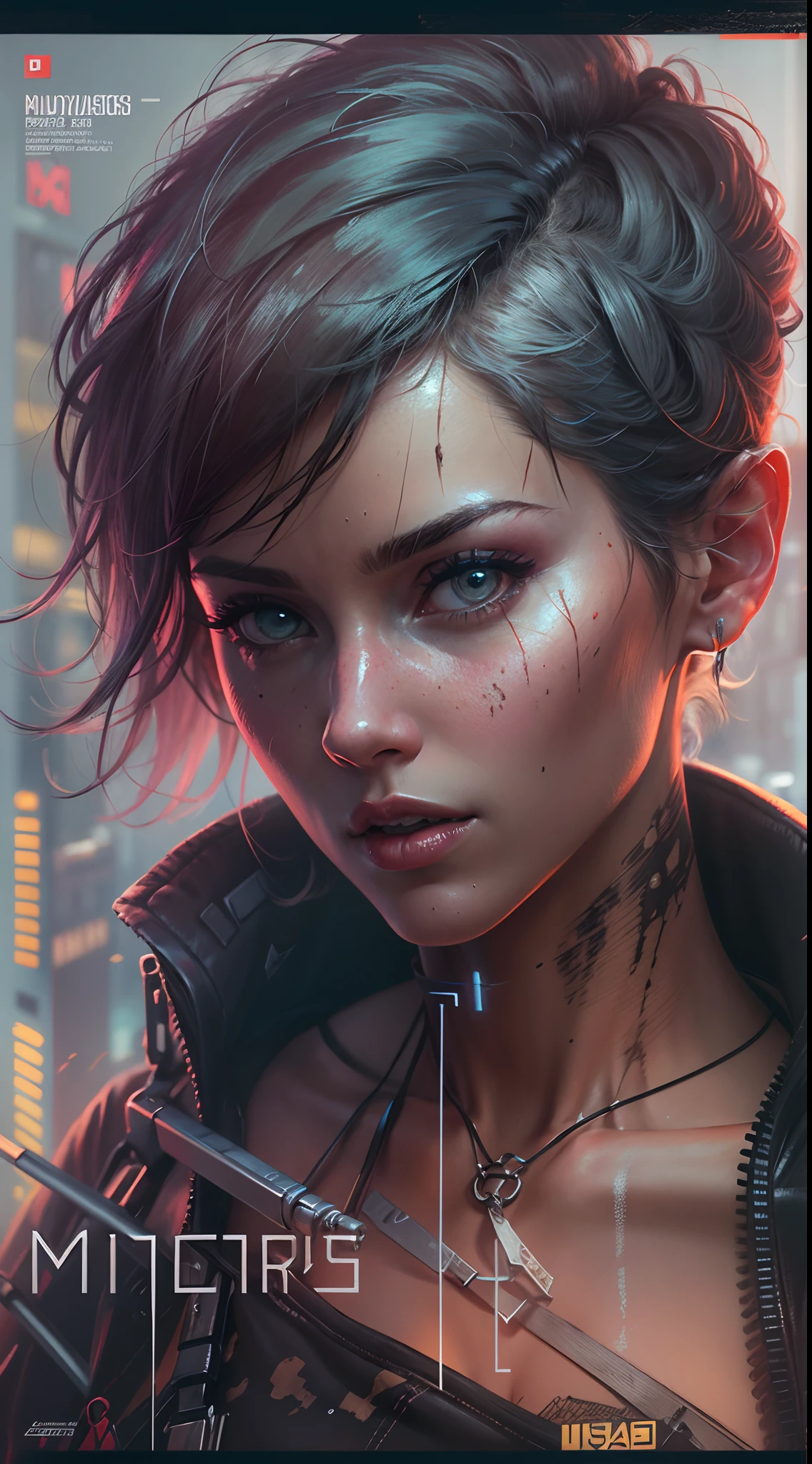 analogue style, high resolution, (((Masterpiece))), miners, Female, (Sexy:0.9), Dirty, Cyberpunk, Futuristic, Sci-fi, Very detailed, Short hair, Award-winning movie poster, (((Photorealistic)))