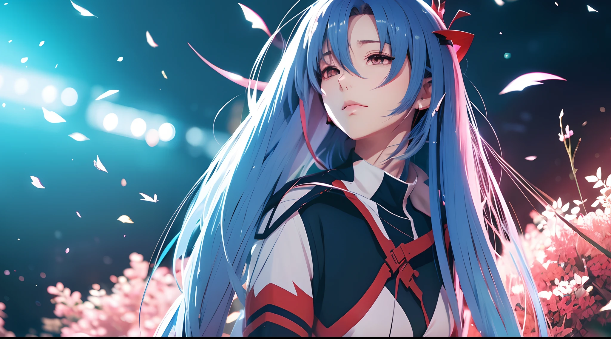 Menina anime com cabelo azul e colete vermelho com olhos azuis, estilo anime 4K, Anime Art Wallpaper 8K, arte de anime digital detalhada, badass anime 8 k, arte de anime digital, Anime Art Wallpaper 4K, Anime Art Wallpaper 4K, arte digital estilo anime, Papel de parede anime 4k, estilo anime. 8k, 4k anime wallpapers, Anime Wallpaper 4k