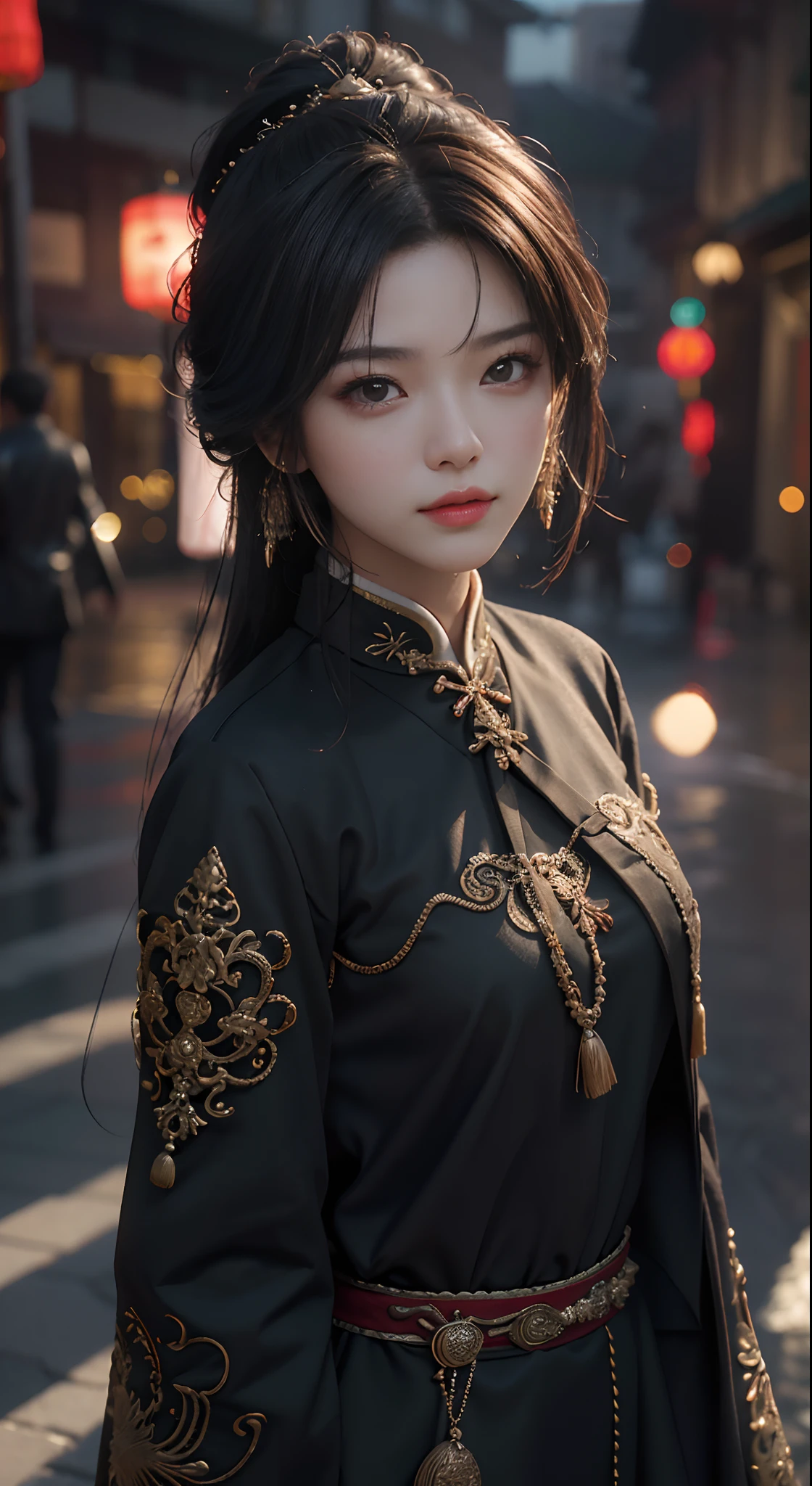 Best quality, (RAW photo: 1.2), (Masterpiece: 1.4), (Realistic: 1.4), (High resolution: 1.4), Chinese actress Guli Naza, depth of field, intricate details, 8k, very detailed, perfect lighting, epic background