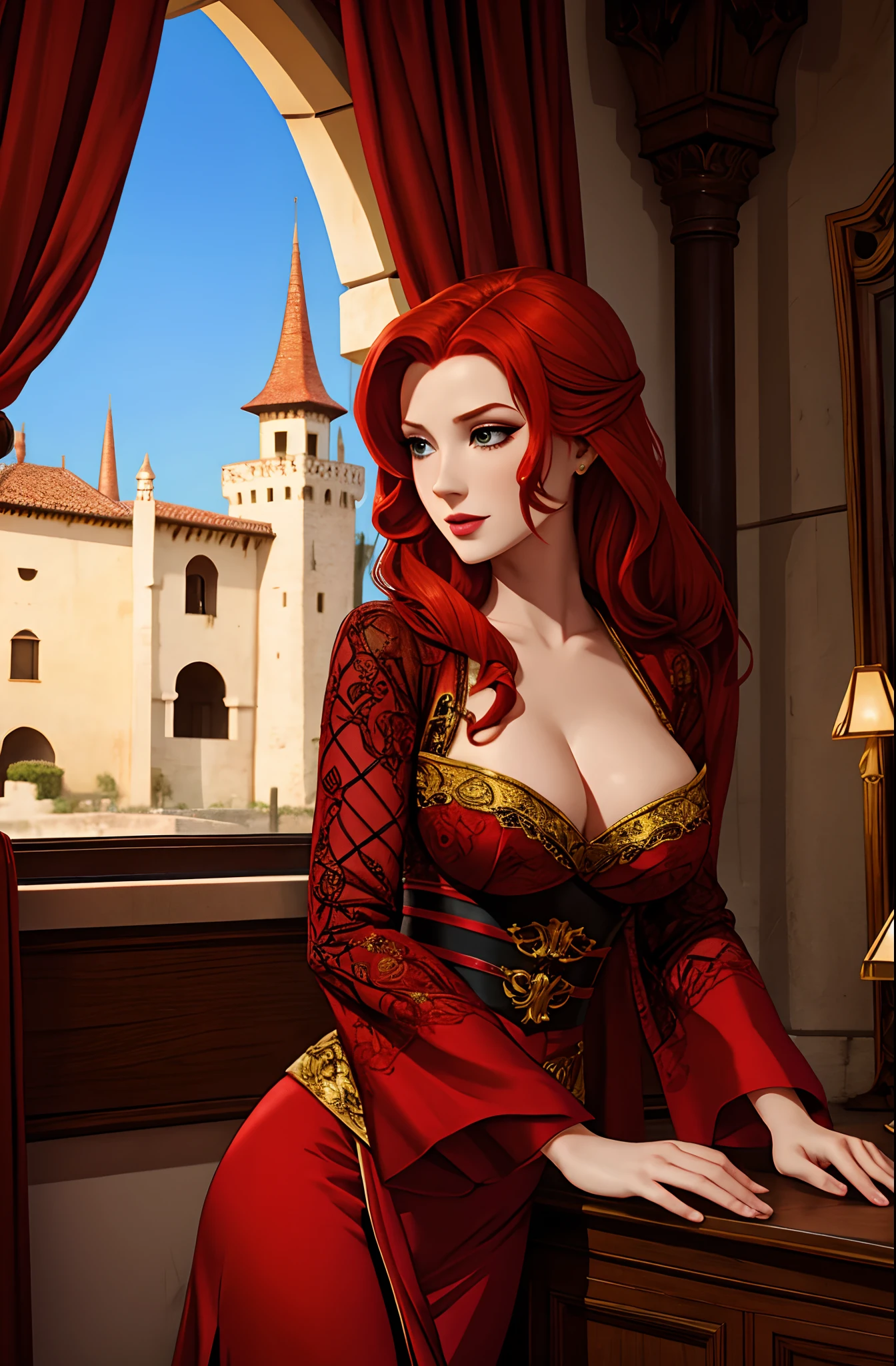 redhead courtesan in a bordello