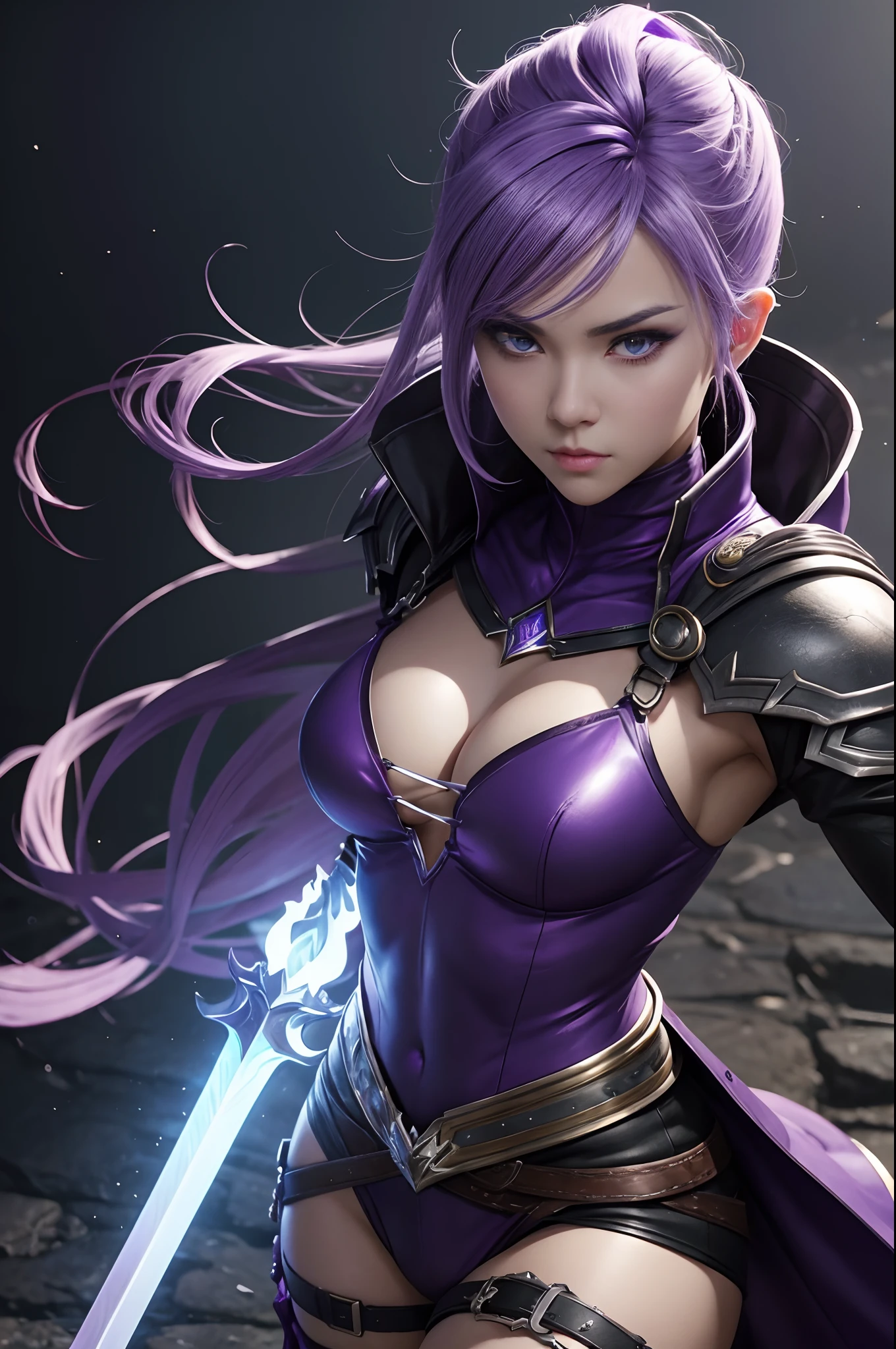 8K、Alafed Men、White and purple appearance、Big sword armament、Super handsome、Purple and white mohawk cutting、Eyes glowing purple、unrealengine、Joseph Joestar、trending on artstationh、Diobrand、highly detailed exquisite fanart、3 d render character art 8 k、Highly detailed artgerm、Muscular male hero with a slender body、handsome guy in demon slayer art、Range Murata and Artgerm ember
