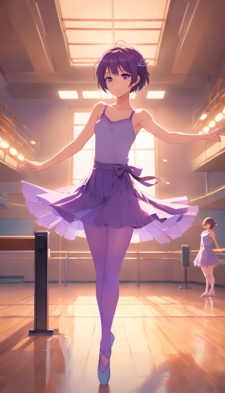 ((Highest quality)), ((masterpiece)), (detailed), (Perfect Face)、The woman is Reika Aoki with semi-long hair、A woman is dancing ballet attractively in a beautiful ballet costume at the ballet venue.