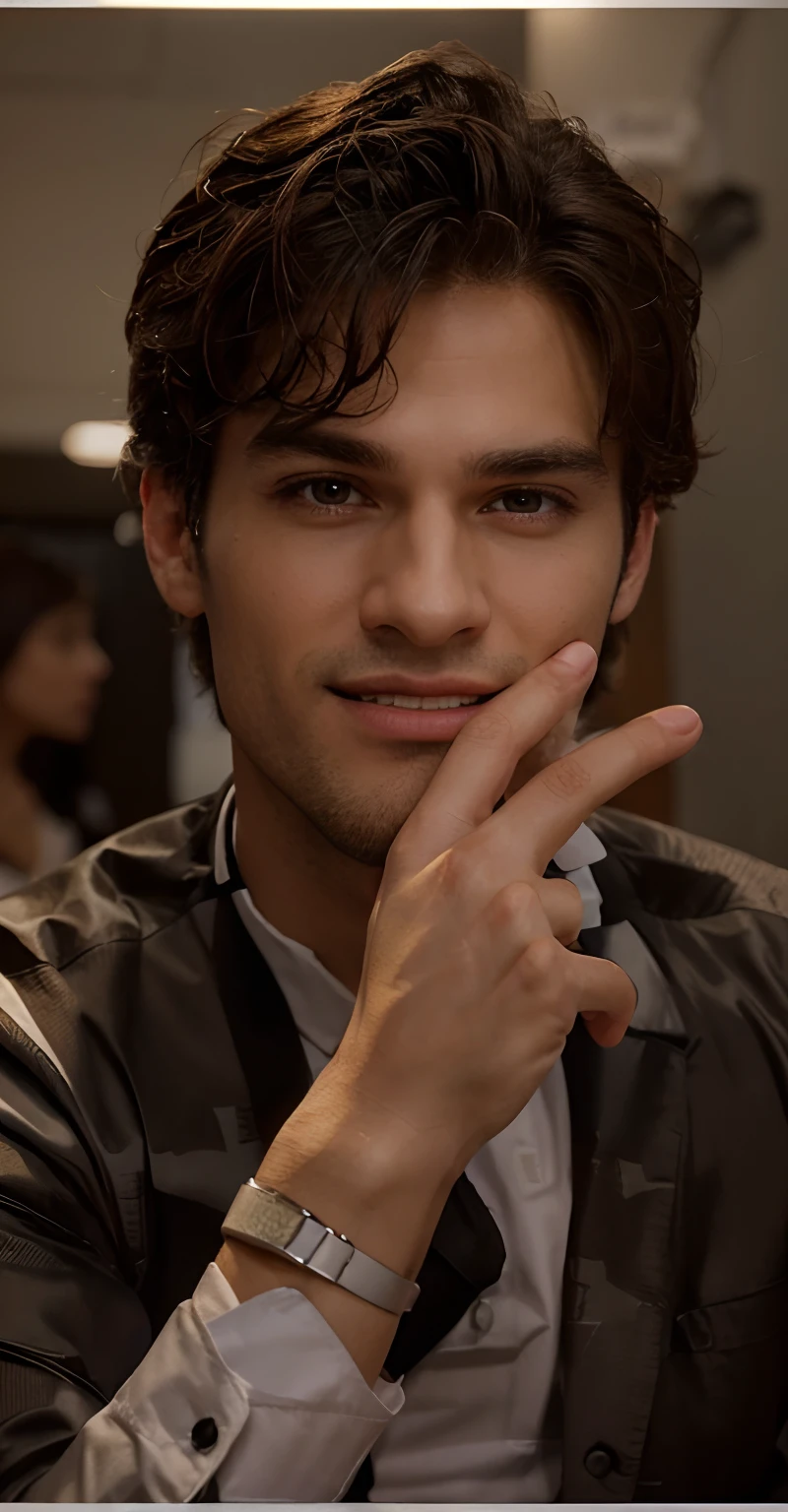 best quality,ultra-detailed,realistic:1.25,30 years old handsome man,handsome face, Wear a black business suit, Neat model, Montrer son visage, Photo de profil professionnelle, Business Wear, Office Wear, detailed brown eyes,strong jawline,stubble beard,charming smile,classy suit,stylish hair,clean-shaven,confident posture,gentleman,captivating gaze,well-groomed,professional,model-like appearance,vivid colors,studio lighting,warm color tone,medium:portrait