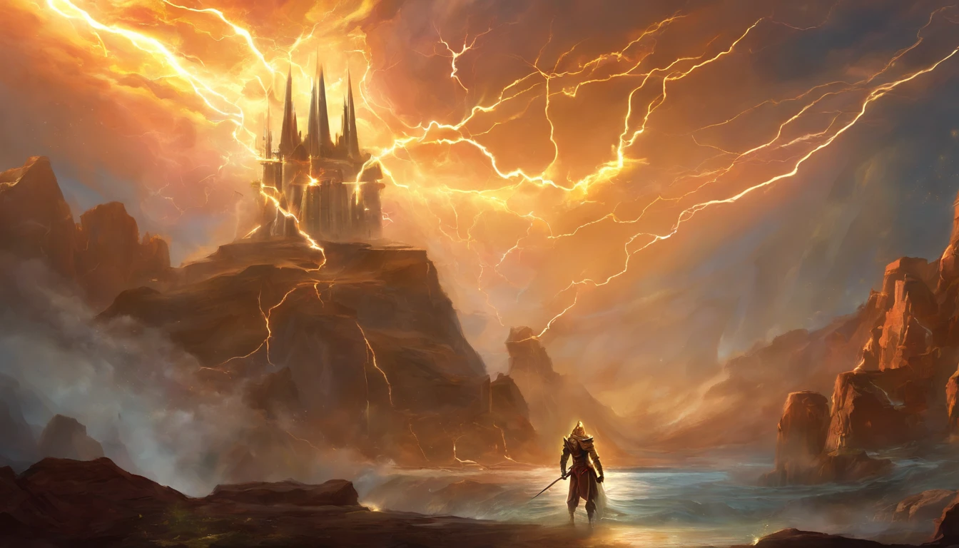 a man in armor with lightning in the background, god of the ocean, cgi art, the god zeus, by Ram Chandra Shukla, discord pfp, masculine and strong, golden age, highly upvoted, who is born from the sea, vril, 2 0 1 9, divine background, father, divine, 1 1 1 1, 4 k post, dd