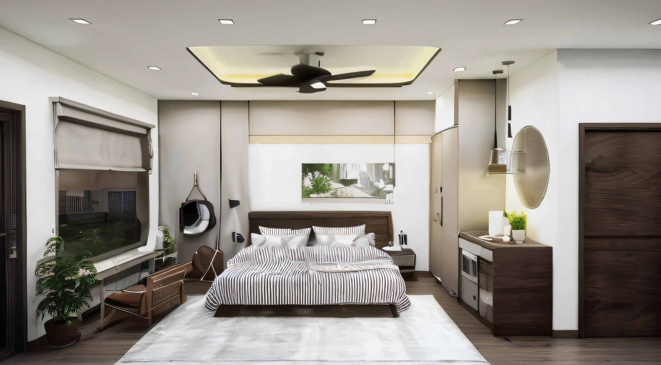 a drawing of a room with a bed and a window, containing tables and walls, backside of scenography elements, an ambient occlusion render, white space in middle, ambient occlusion render, 3d rendered, 3 d rendered, strong ambient occlusion, comprehensive 2 d render, orthographic 3d rendering, set design --auto