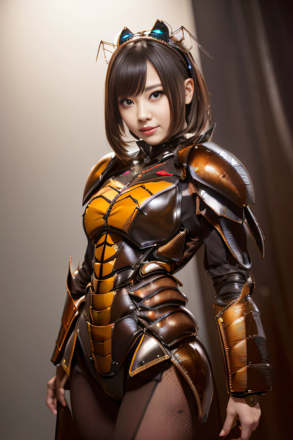 (high resolution,masterpiece,best quality,extremely detailed CG, anime, official art:1.4), realistic, photo, amazing fine details, all intricate, gloss and shiny,awesome many layers, 8k wall paper, 3d, sketch, kawaii, illustration,( solo:1.4), perfect female proportion,villainess, (fusion of dark brown cockroach and lady:1.4), (brown cockroach form lady:1.2), (brown cockroach lady:1.2), (fusion:1.2), (solo:1.4), (evil smile:1.2), muscular, abs, (cockroach brown exoskeleton bio insect suit:1.4), (cockroach brown exoskeleton bio insect armor:1.2), (brown transparency cockroach wing:1.4), (brown cockroach antennae:1.3),