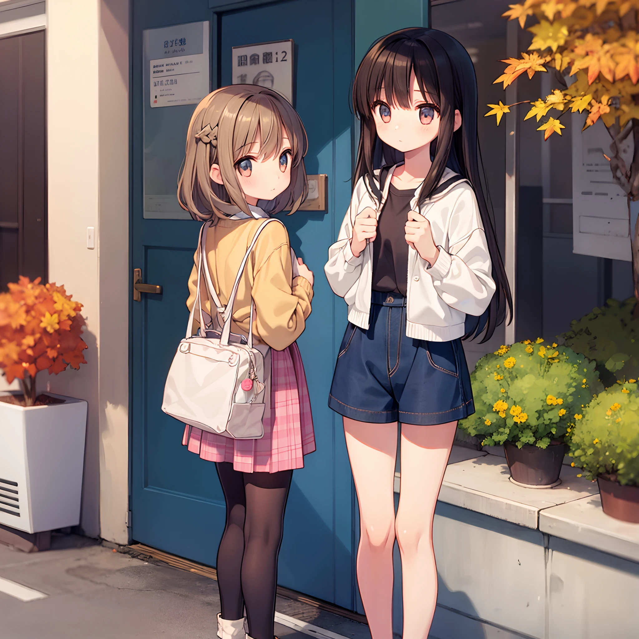 One Girl、pretty pose、Lori、stright long hair、12-year-old girl、shortpants、Autumn clothes