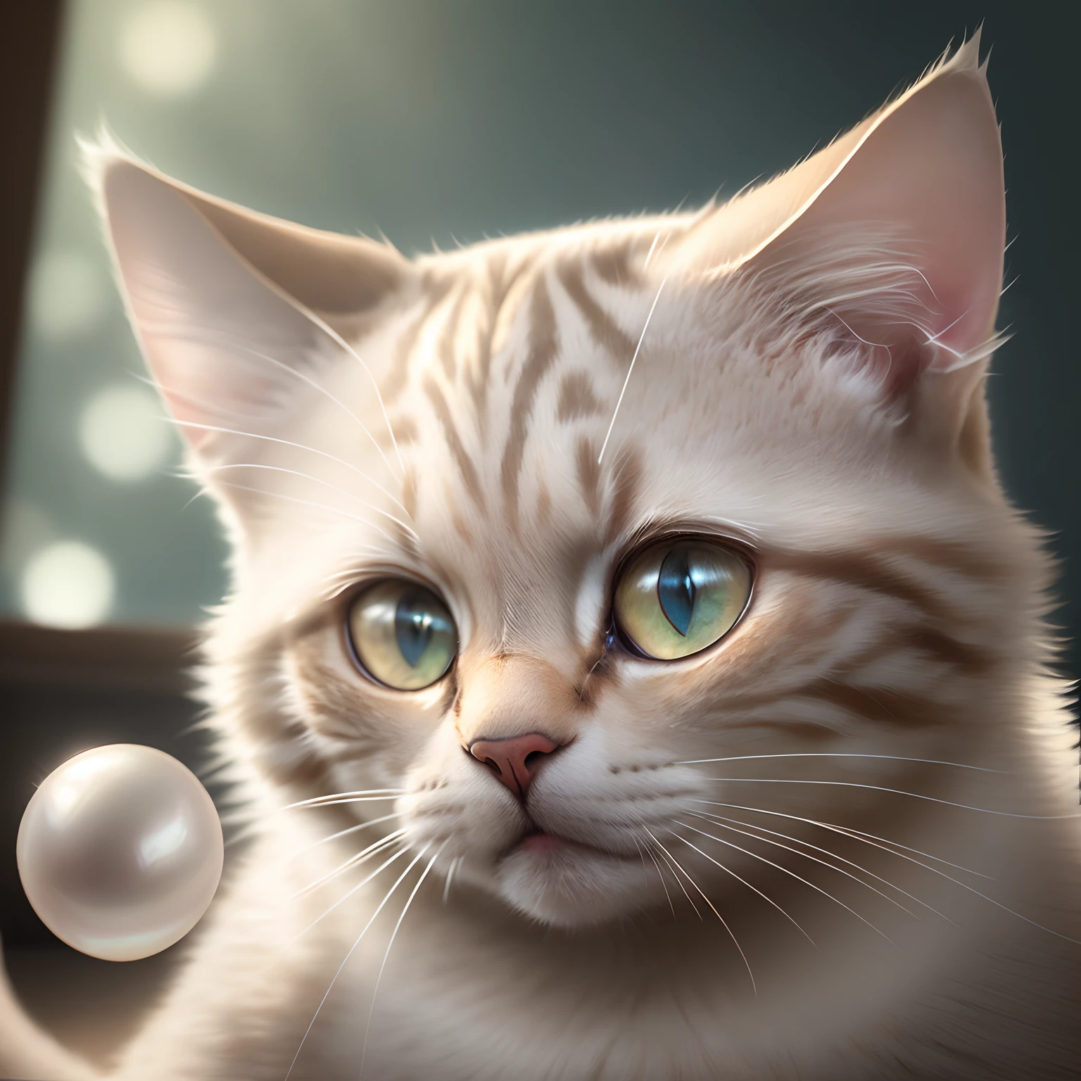(pearl texture), (a cat), (super detail), (movie light), showing the image of a cat with perfect texture, and the overall picture quality is super high.