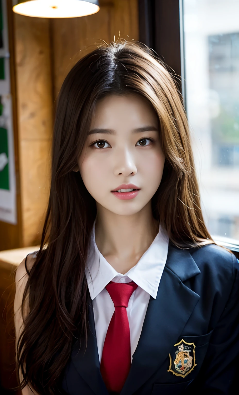 ulzzang -6500-v1.1, (Raw photo:1.2), (Photorealistic:1.4), Beautiful detailed girl, Very detailed eyes and face, Beautiful detailed eyes, Ridiculous, Incredibly ridiculous, Huge file size, High resolution, Very detailed, Best Quality, masutepiece, Kemomimi, (((JK school uniform)), Illustration, Very detailed, nffsw, unified, 8K Wallpaper, amazing, Fine details, masutepiece, Best Quality, Highly detailed ticker uniform 8K wallpaper, Light on Face, Cinematic lighting, 1girl in, sixteen years old, ()), ((Dynamic Pose)), (Camel toe), (half), 校服、Young Face、Young look、Lori、a beauty girl、Lolita、hi-school girl、The whole picture、in school uniform