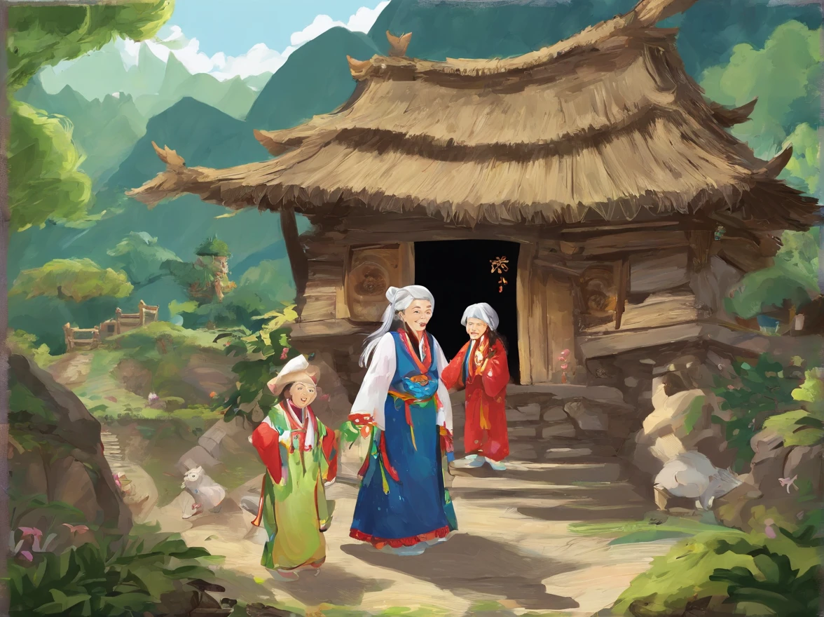 They weave beautiful flower baskets from bamboo、Clever seats、There is also a wide variety of crafts。The children are dressed in traditional Zhuang costumes,A cheerful dance was performed,Sang a beautiful song。They decorated the village with these crafts,Make the whole village more beautiful。Hua Po looked at the children,My heart was filled with emotion and joy