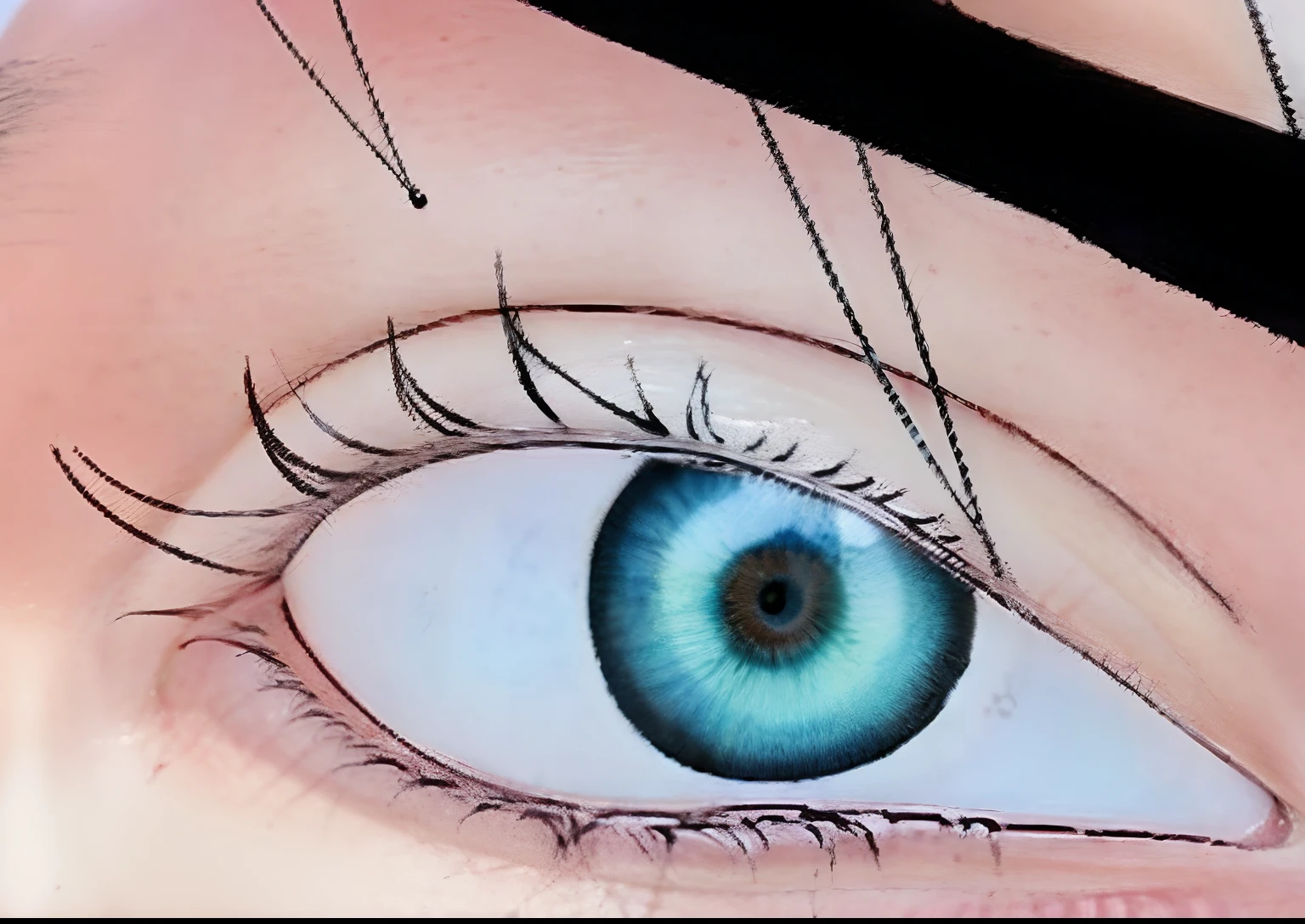 olhos de mulher, olho azul, Detalhes oculares aprimorados, Jimin\'s right eyelid swollen, Eyelids, posicionamento correto dos olhos, pupila redonda, pupila azul, Semi-closed eyelids, olho centrado, alunos detalhados, olhos detalhados com pupilas, branco ao redor do olho direito, olho perfeito, olho penetrante, pupila dilatada, nenhuma mancha sobre o olho direito, olho realista, bonito, pele realista, textura de pele realista