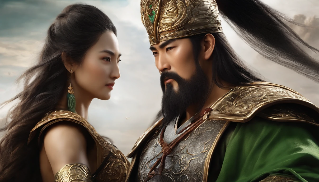 Zhao Yun vs. Guan Yu,Detailed pubic hair,vivid,Realistic,dyna,Character demeanor