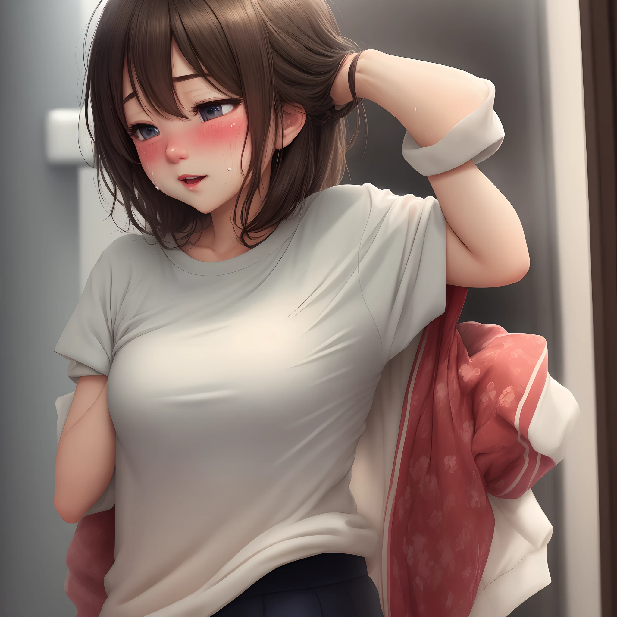 Bashful，sweat，
