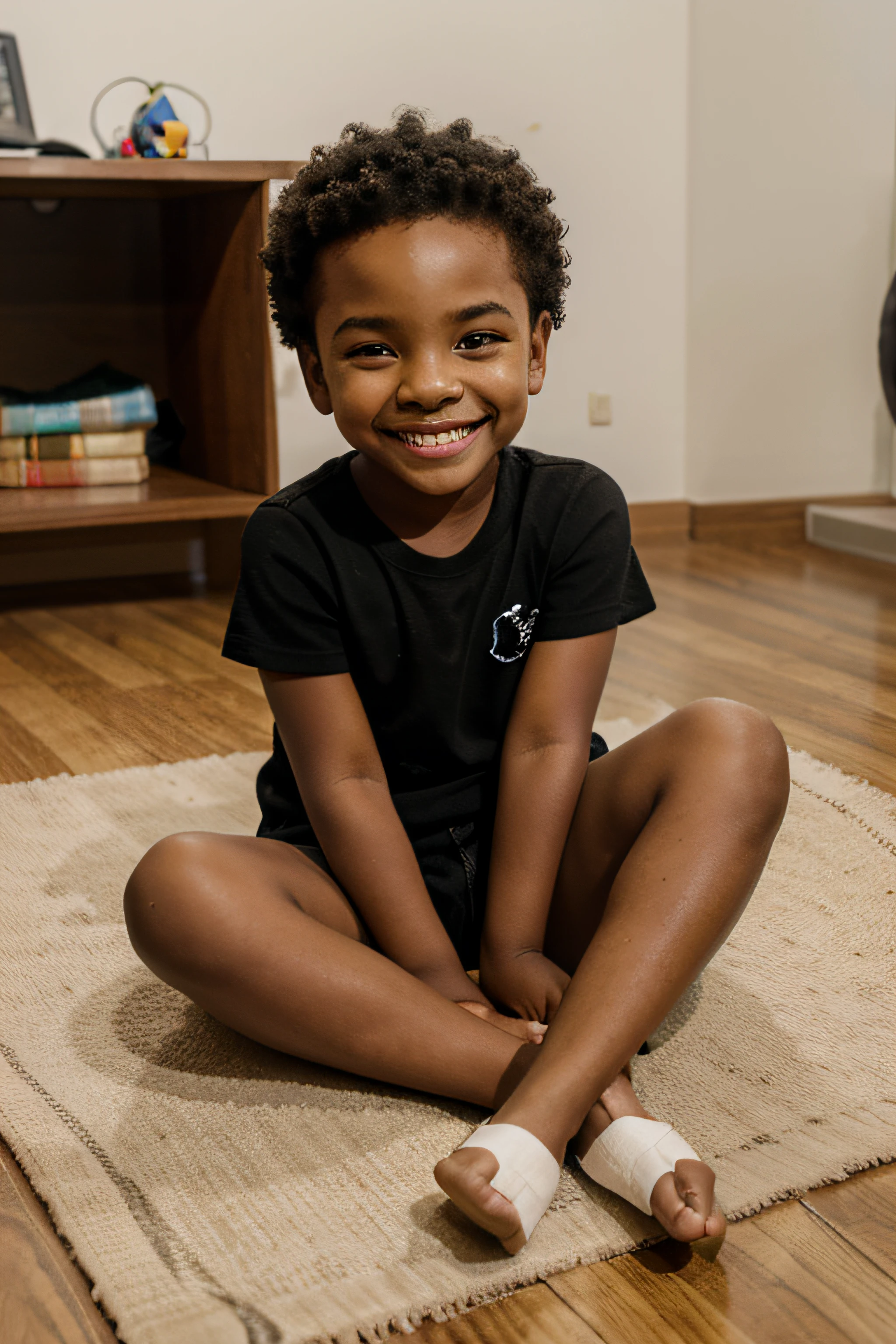 menino, Black child,  realista, sitting on the floor, sorrindo, imagem com fundo transparente