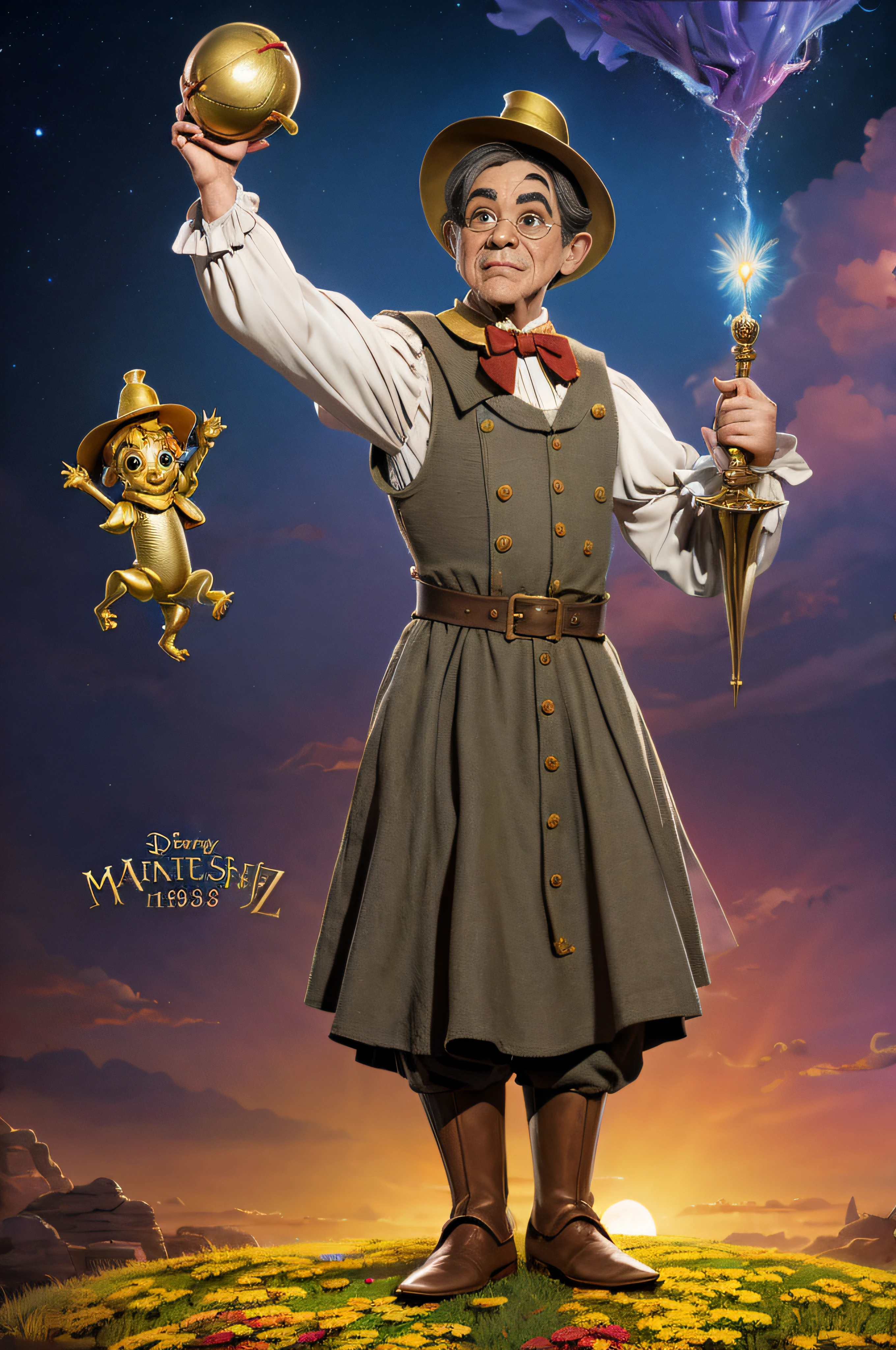 (Masterpiece) The Wizard of Oz, also known as Oscar Diggs is a character created by the American author L. Frank Baum2. The character has been popularized through several films the most famous of which is the 1939 version and in its 2013 prequel. (bright colors, digital art, digital photography, best quality, ultra detailed, HDR, 16k)