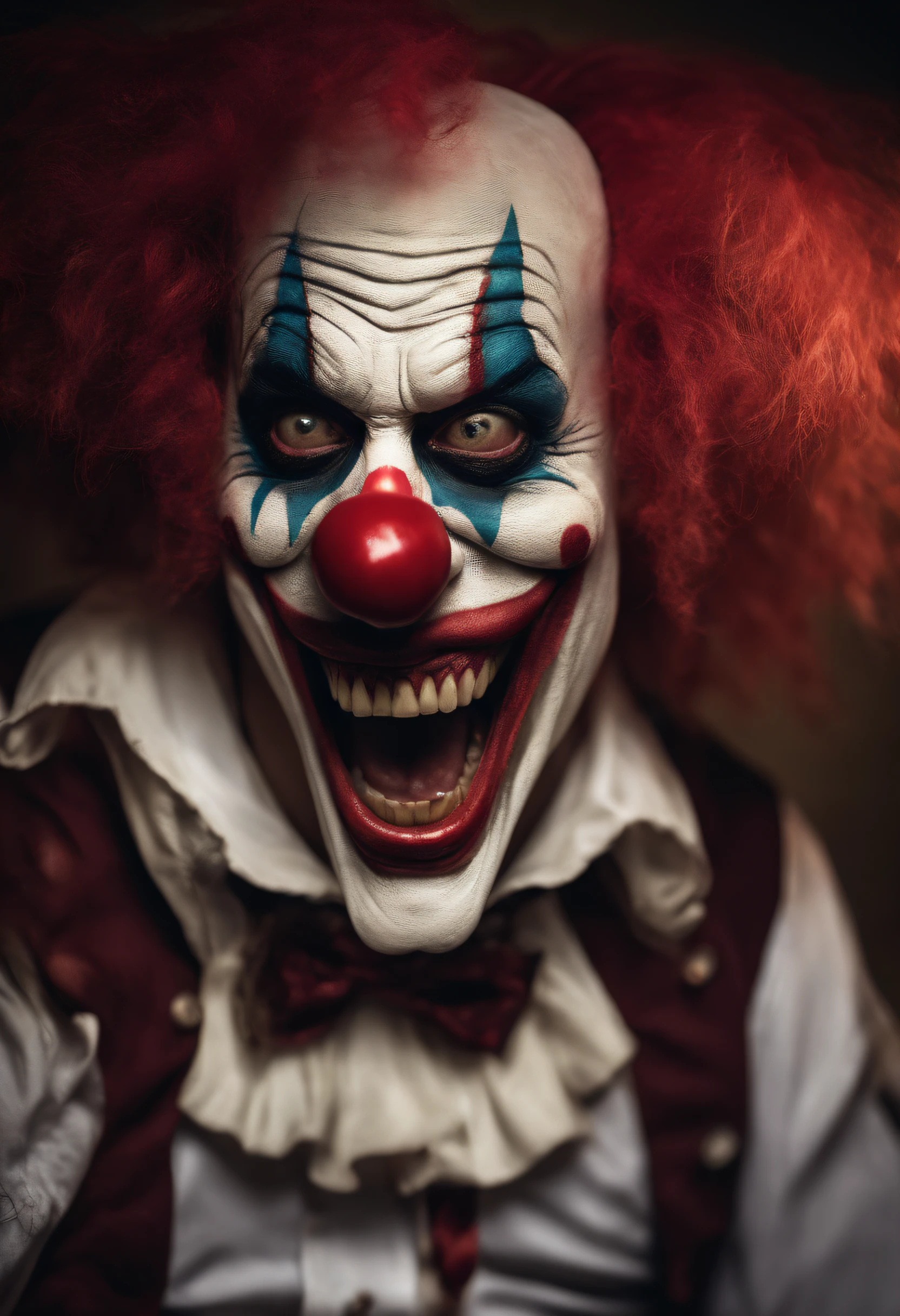 Scary clown crying