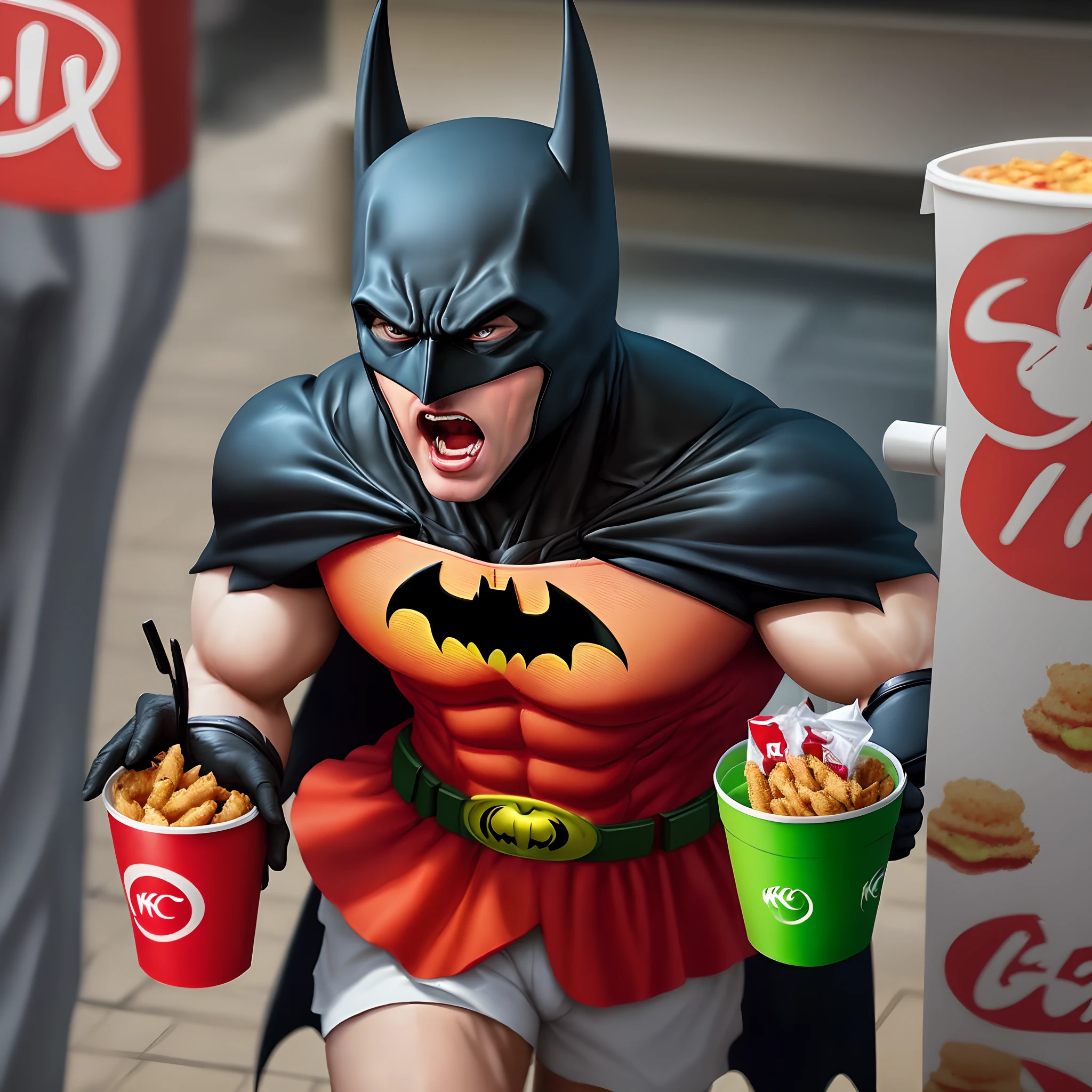 CCTv footage of Batman screaming at a child in KFC