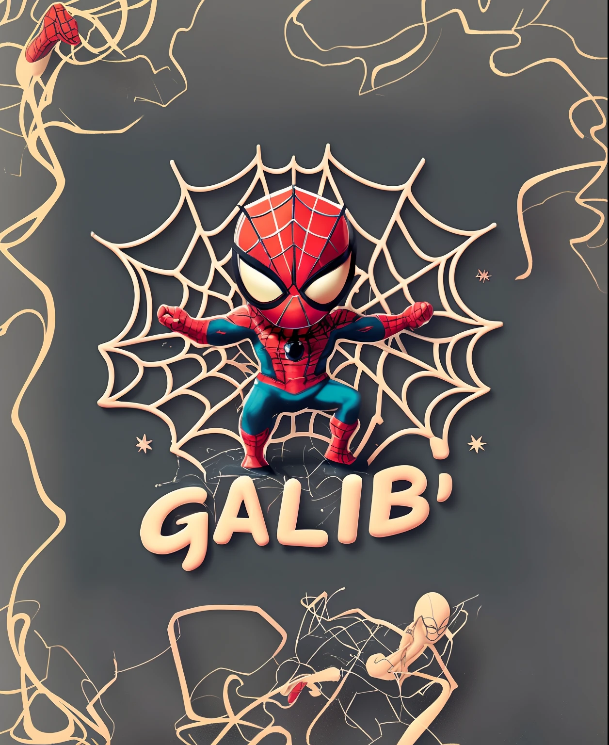 spider - man with web - like web in his hands and the word galab, spiderman!!, gibli, glair, spider - verse art style, spiderman, chibi, comicbook style, futuristic style spiderman, girih, chambliss giobbi, spiderverse, early cgi, into the spiderverse, spider, epic comic book style