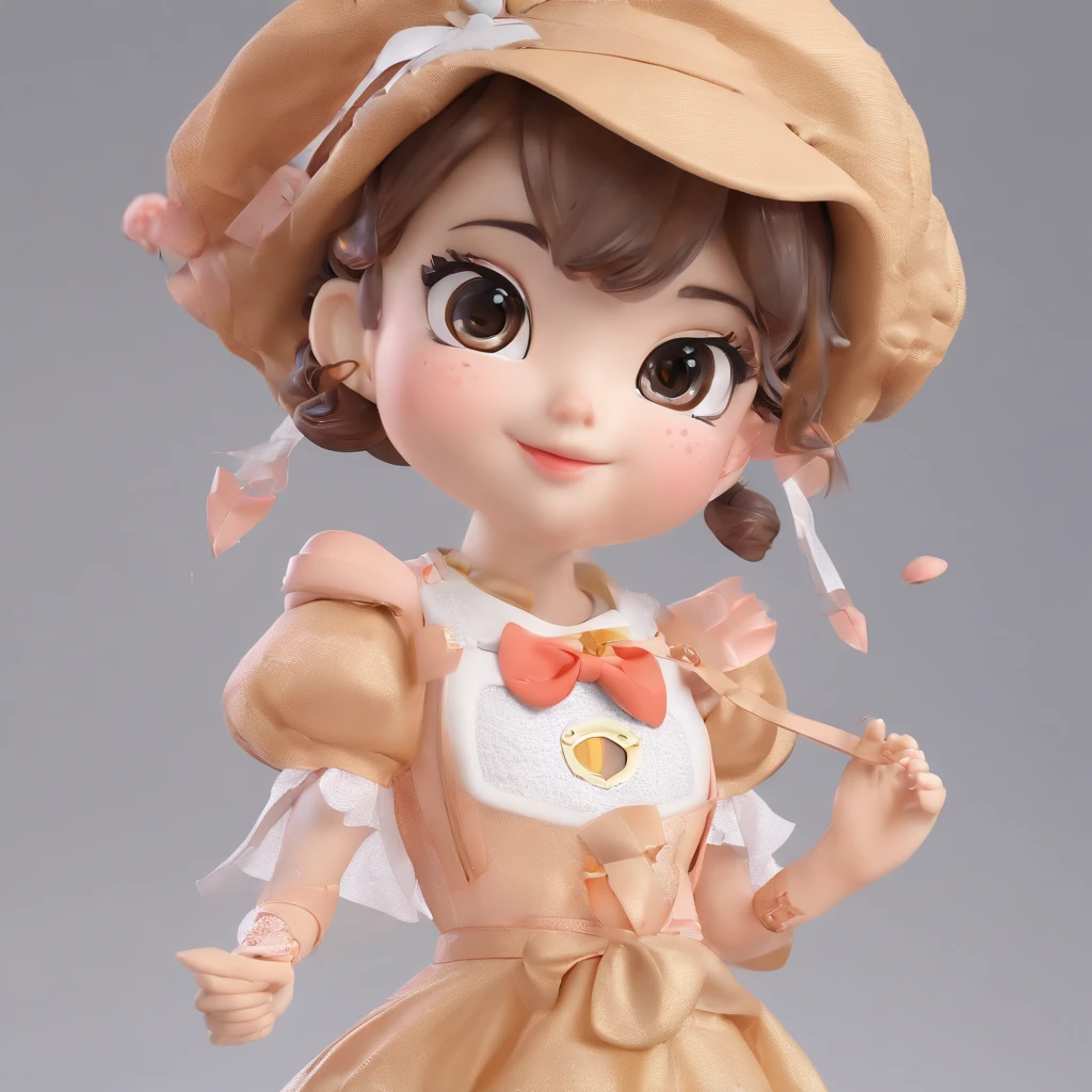 super cute girl IP by pop mart, Bright eyes, cherub,Little white dress, Clay, Models, a blind box toy, Glossy and delicate,Clean background, Good gloss, 3D rendering of,Best quality