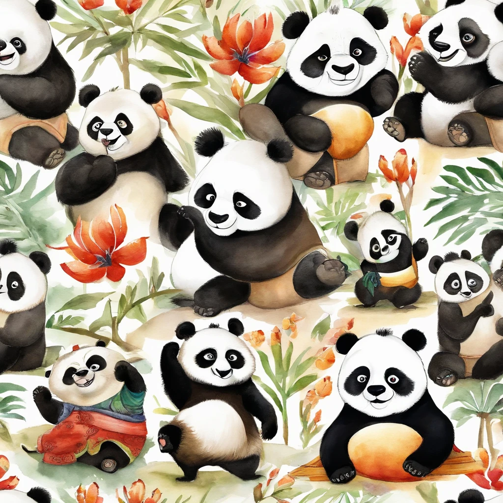 Kung Fu Panda, Chinese style, Ink style