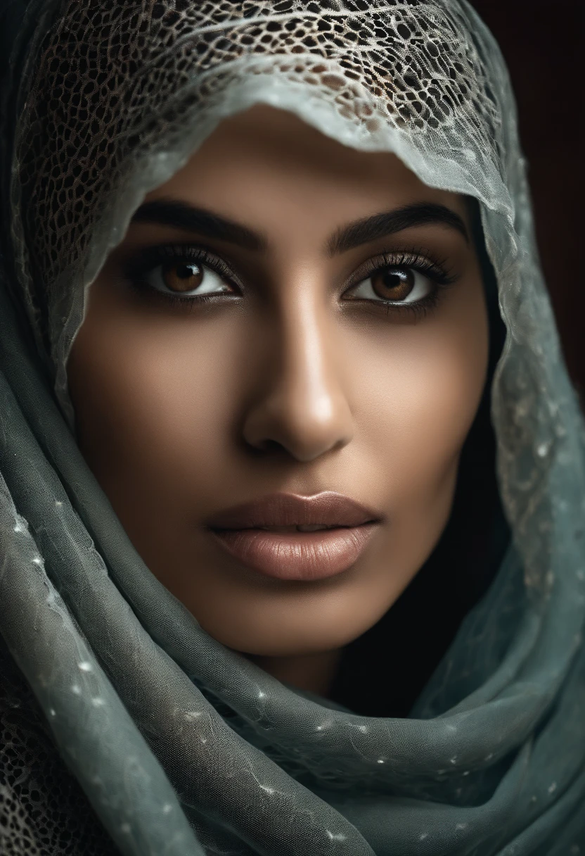 Attractive Iranian lady without hijab and sensual, low hijab and sexy, Persian Aryan style, bright light eyes, biomechanical, eerie, creepy, nightmarish, very bright colors, light particles, with bright light, Mshiff, art wallpaper, paper Wall mounted UHD