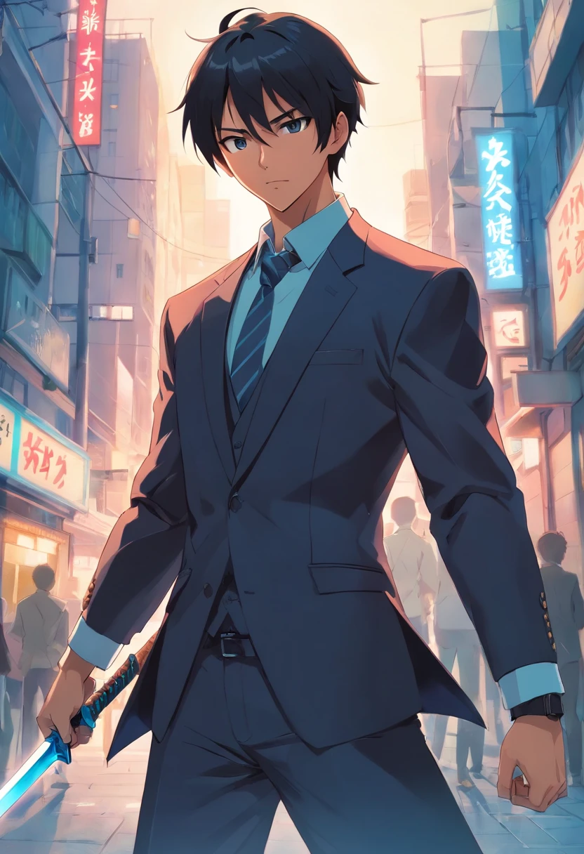 Young Man Ronin Black Hair Short Suit Sword Suit Armor Beard Pale Eye Patch