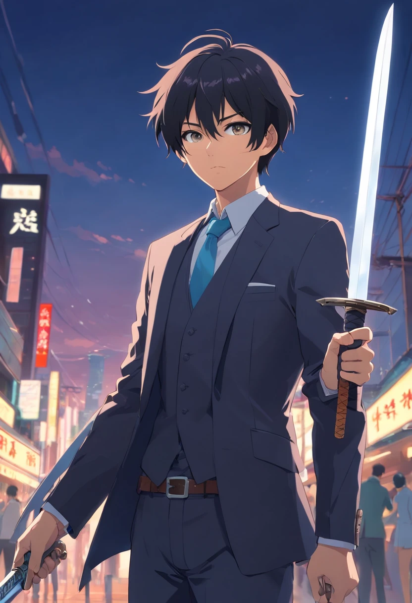 Young Man Ronin Black Hair Short Suit Sword Suit Armor Beard Pale Eye Patch