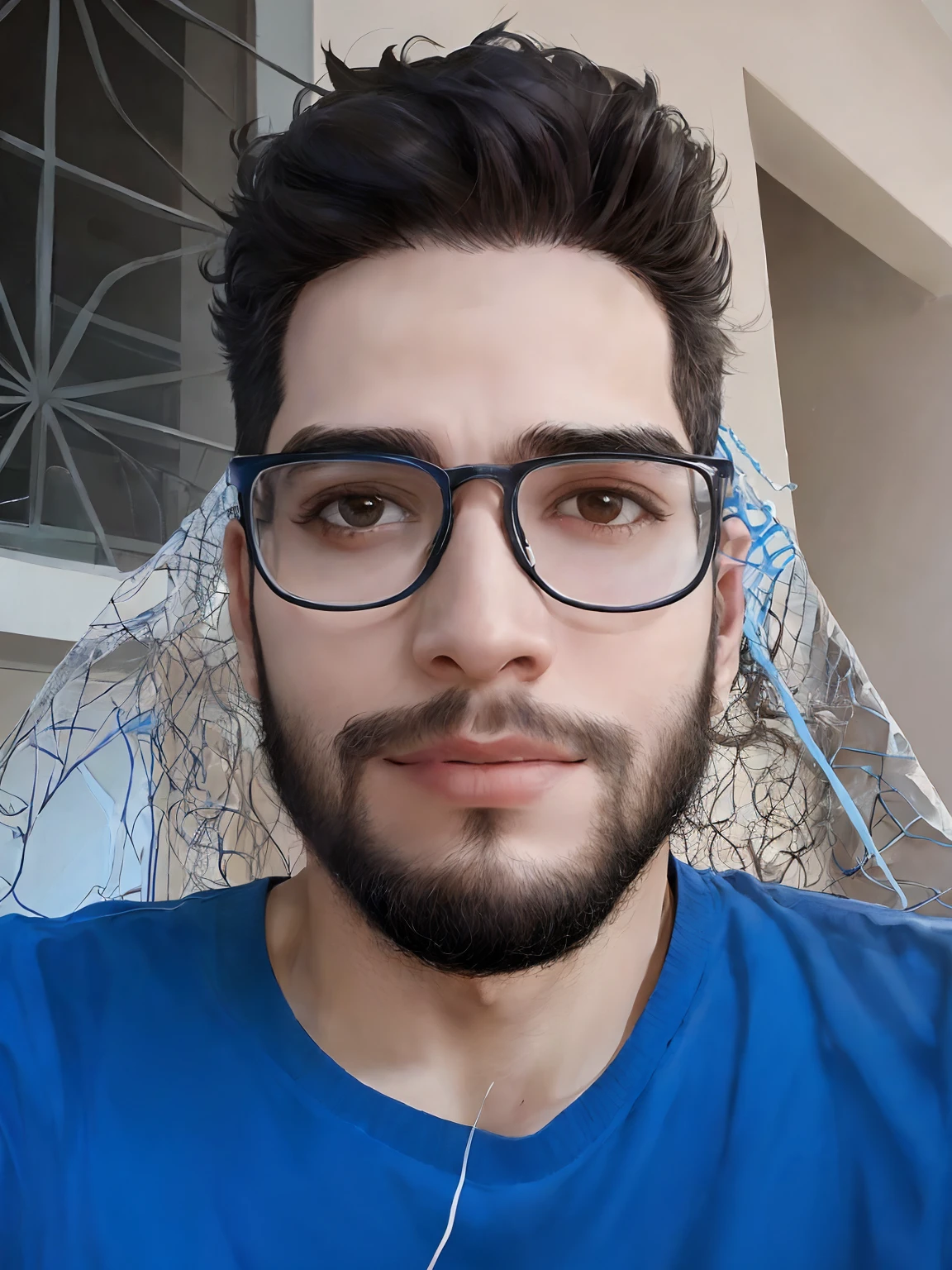 arafed man with glasses and a beard wearing a blue shirt, caio santos, Alex, retrato de alta qualidade, com uma barba pequena, Msxotto, Streamer do Twitch / Jogador Ludwig, foto de perfil headshot, foto de perfil 1024px, sem barba, Directed by: Alejandro Obregon, jewish young man with glasses, Foto de perfil, icaro carvalho
