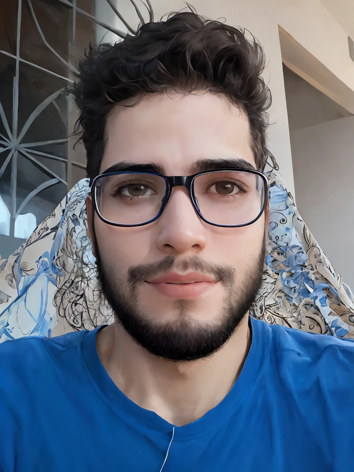 arafed man with glasses and a beard wearing a blue shirt, caio santos, Alex, retrato de alta qualidade, com uma barba pequena, Msxotto, Streamer do Twitch / Jogador Ludwig, foto de perfil headshot, foto de perfil 1024px, sem barba, Directed by: Alejandro Obregon, jewish young man with glasses, Foto de perfil, icaro carvalho