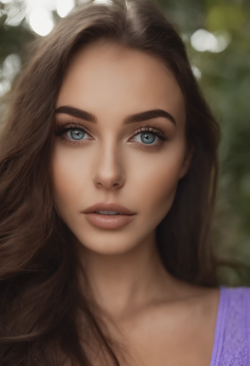 Arafed woman with matching tank top and panties, fille sexy aux yeux bleus, Portrait Sophie Mudd, cheveux bruns et grands yeux, selfie of a young woman, Yeux de chambre, Violet Myers, sans maquillage, maquillage naturel, looking straight at camera, Visage avec Artgram, Maquillage subtil, Superbe photo du corps entier, clivage, en discotheque