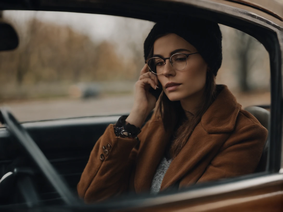 2 подросткa, Brown and short hair, Emo style in clothing, Phone in the right hand, Lace with beans in the left hand, Has glasses, in park