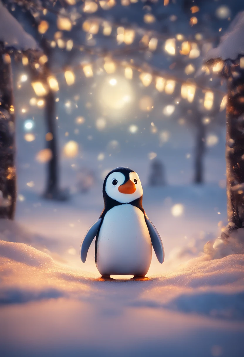 (best quality,4k,8k,Altas,master part:1.2),ultra-detalhado,(Realistic,fotorrealista,photo-realistic:1.37),neve caindo suavemente,Pinguim curioso espreita,luzes de Natal coloridas,String of Lights,aconchegante par de pisca-piscas,aconchegante,Shell,corpo,peeping from behind,espreitando para fora,behind,flocos de neve macios,curiosidade em seus olhos,Pensando,lindamente decorado,String of Colored Lights,Playful penguin,luzes piscando,luzes cintilantes,caprichoso,alegre,Clima natalino,winter wonderland,neve fofa,Pinguim pequeno,Optical protection,Lovely peek,animado,com tema de pinguim,cores brilhantes,alegre,Brincadeiras,Esconderijo de Pinguim,Tesouro escondido,terreno coberto de neve,olhar curioso,encantado,peculiar,Reconfortante,Cena de inverno,aconchegante e aconchegante,irresistible,Penas pretas com tinta.