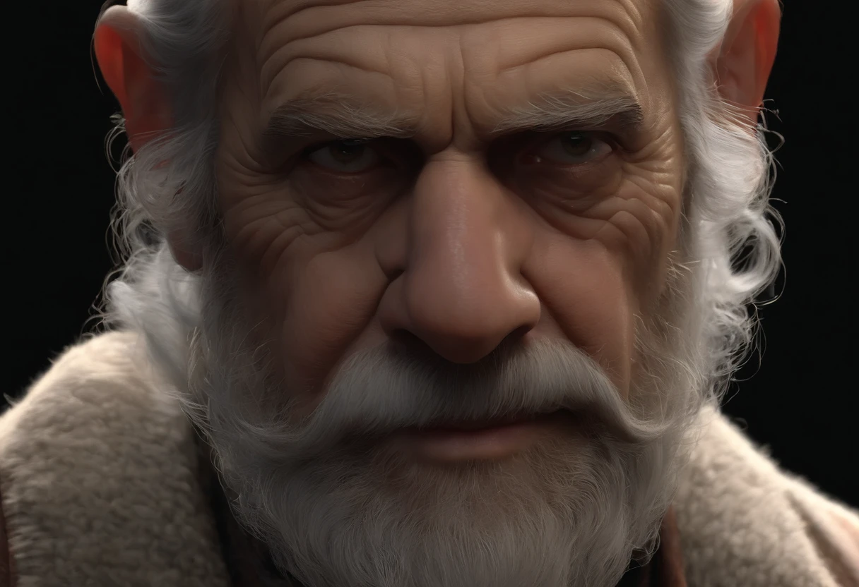 (best quality,4k,8k,highres,masterpiece:1.2),ultra-detailed,(realistic,photorealistic,photo-realistic:1.37),old man,black background,direct gaze,handsome,wise,wrinkles,gray hair,beard,intense eyes,characterful face,sharp focus,stark contrast,dramatic lighting,portrait