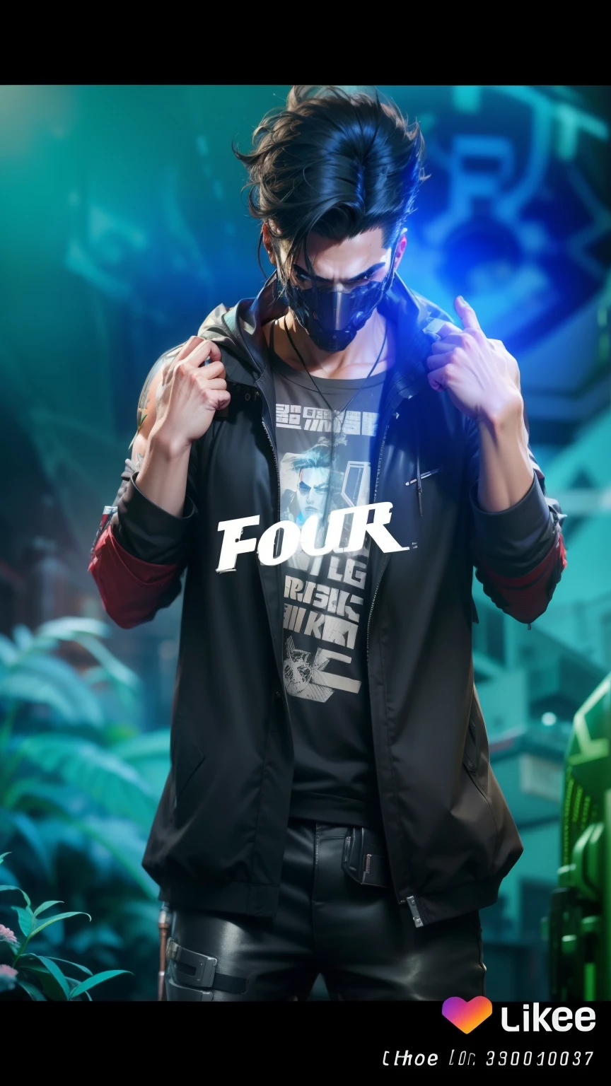 Change background cyberpunk handsome boy realistic face.