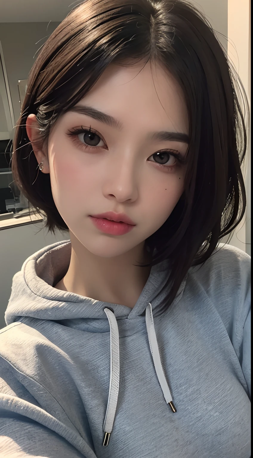 Lisa Sanchez, (Best quality, 4k, Masterpiece :1.3), pretty woman, 1girl, sexy :1.1, dark brown hair: 1.1, pink hoodie, black yoga pants, (full body portrait), ultra-detailed face, detailed lips, detailed eyes, double eyelid