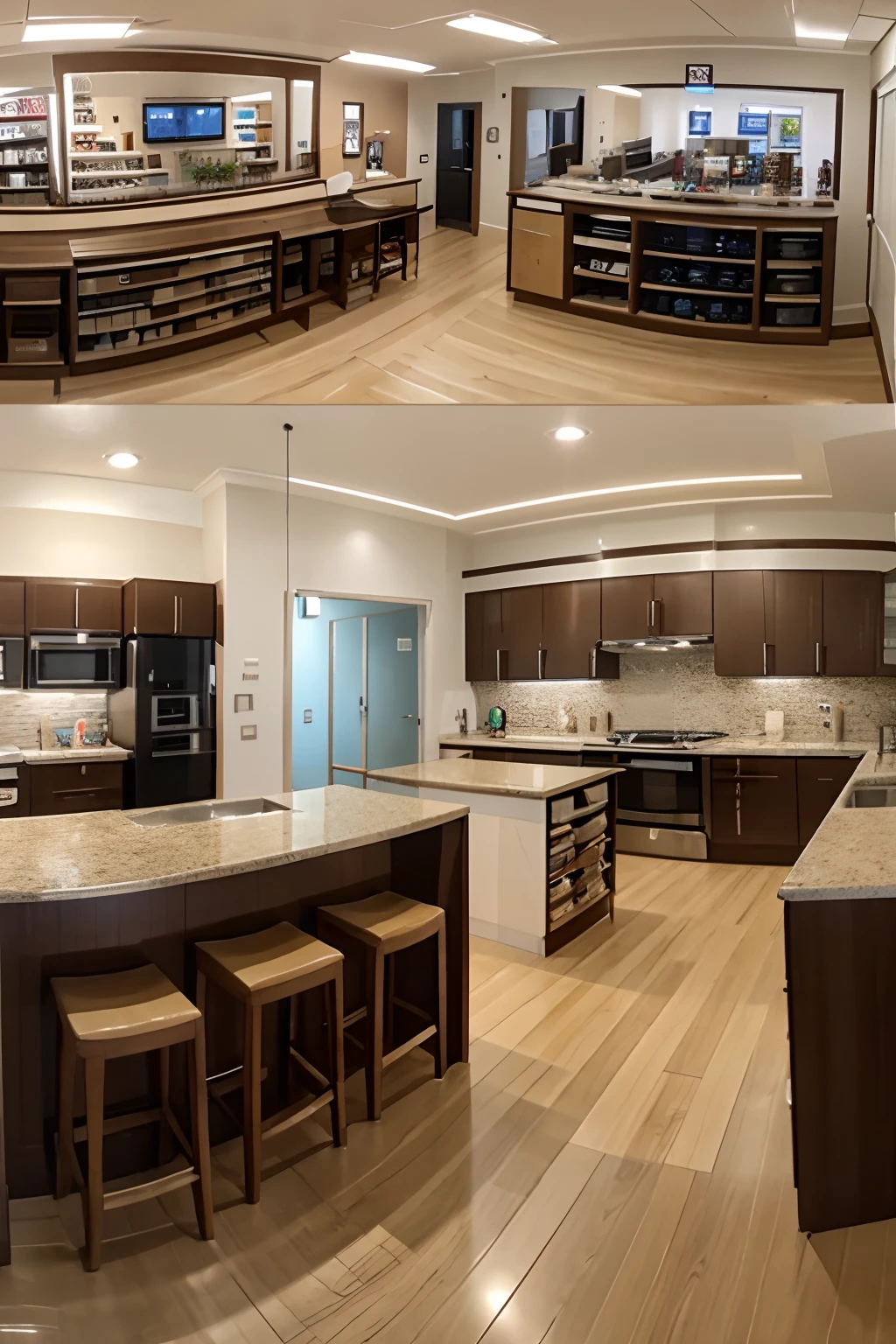 store, realistic panoramic photography, real home appliances and furniture, positive energy with lots of joy, panoramic view