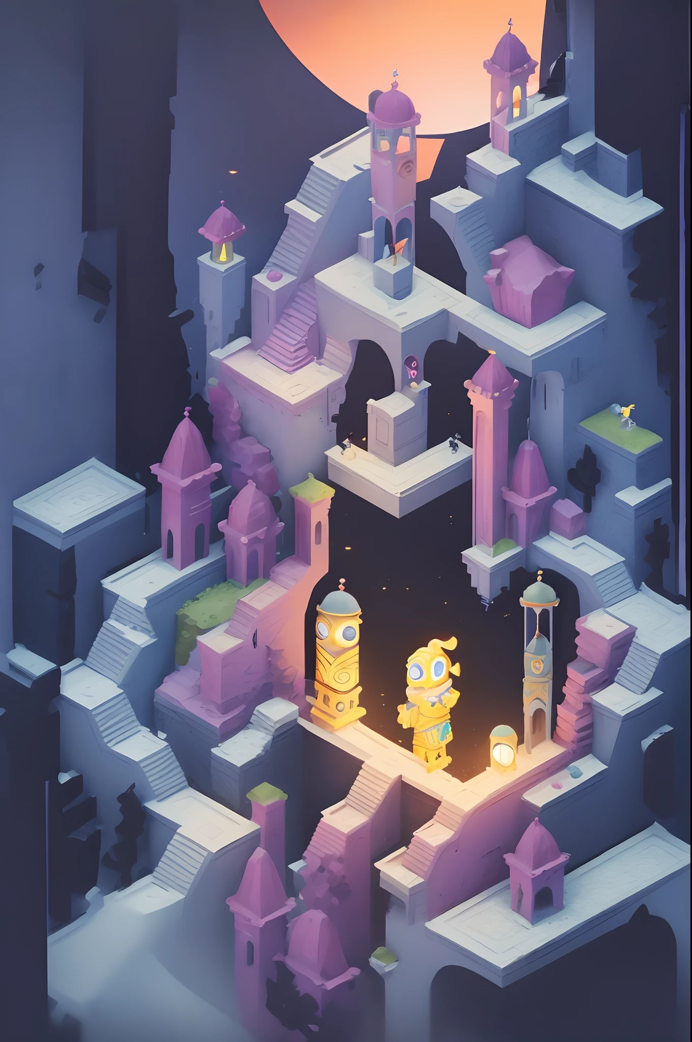 surrealism, stereograms, Atmospheric perspective, Super detail, ccurate, Best quality, hyper HD, Masterpiece, Anatomically correct, 16k, A high resolution,Pink space,1Blittle girl,In Monument Valley,Labyrinth of magical castles,Little girl looking for lost treasure,Geometric space,Unordered regular three-dimensional pattern,Ancient totem poles,Tall monument,Intricate staircase,Space for the rainbow,fantasticcolors,Fairy treasure hunt fantasy,Mysterious treasure,Sparkling treasure,Awesome digital painting(Cybernetic telephone), art stations, A detailed, 复杂, Mattire, number art, k hd, 8K, big breasts beautiful, high qulity,cyborg people,Movies 8K