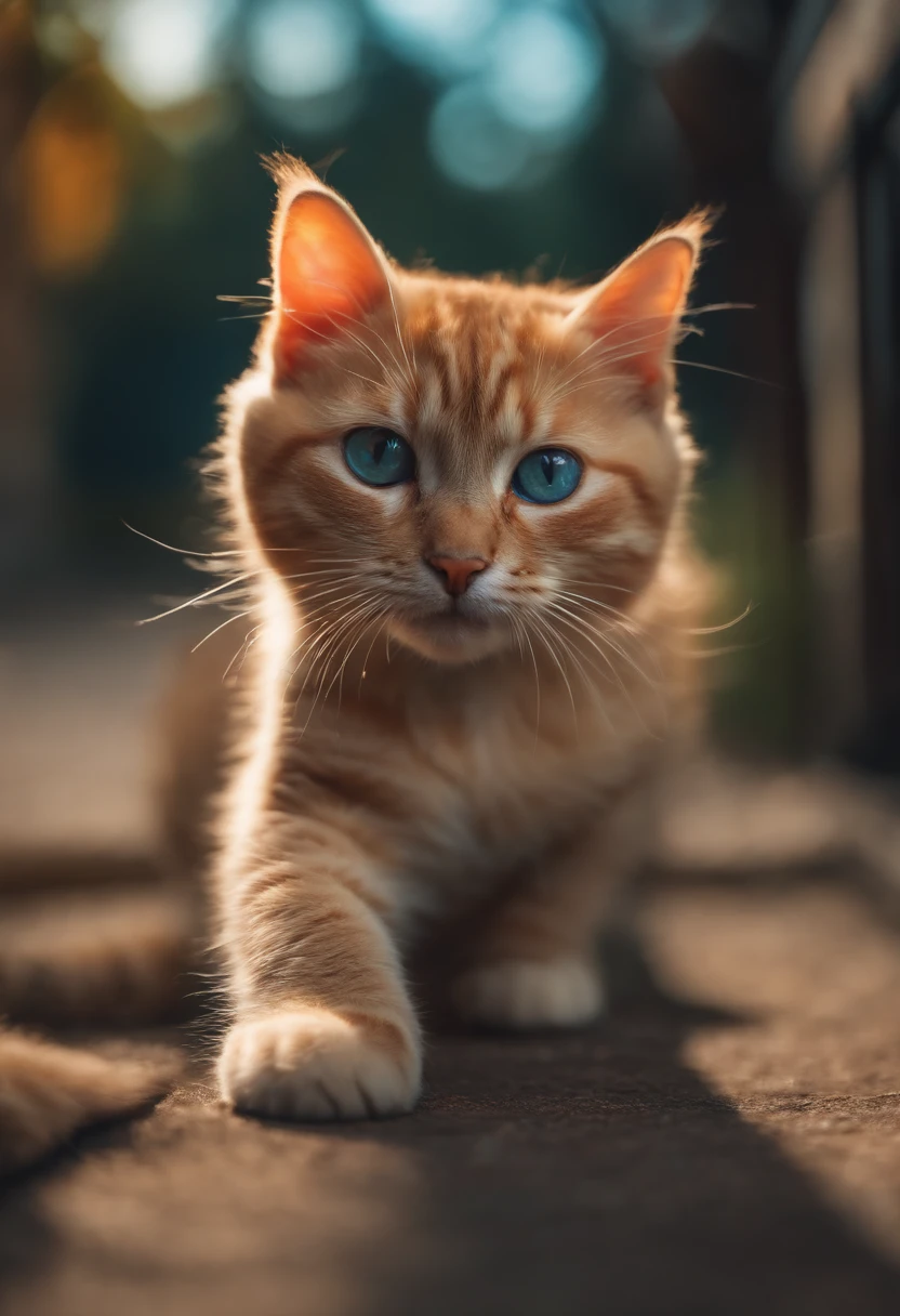 Perfect centering, a cute little cat, Wear trainers, Wearing sunglasses, cheerfulness, Standing position, Abstract beauty, Centered, Looking at the camera, Facing the camera, Approaching perfection, Dynamic, Highly detailed, sleeoing, Sharp Focus, in 8K