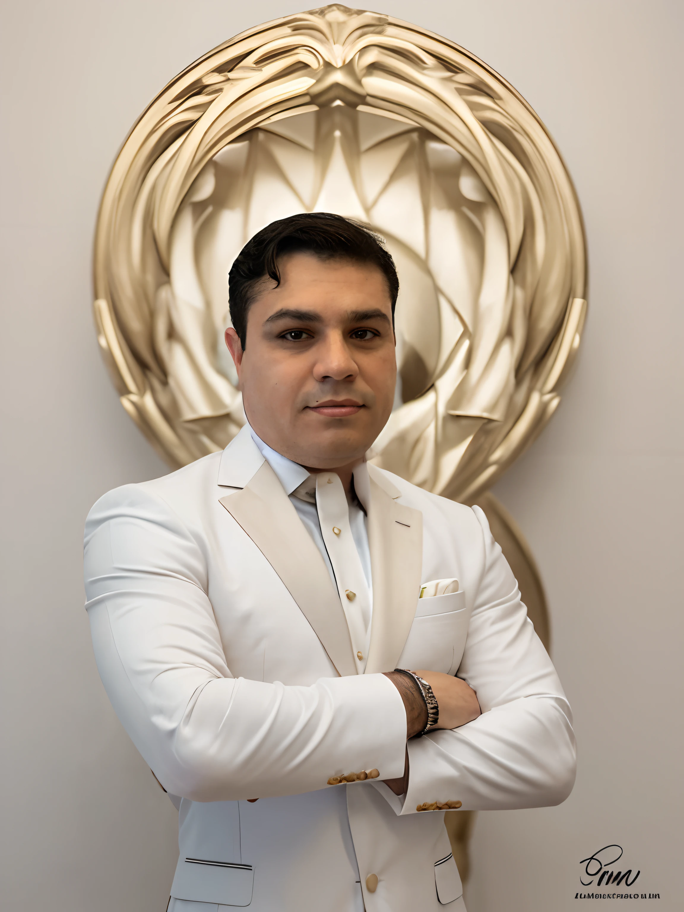 Homem de terno elegante em uma obra realista