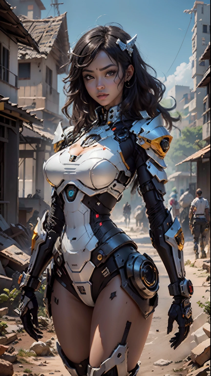 ((NSFW garota africana, melhor qualidade)), ((NSFW, obra-prima)), (altamente detalhado: 1.3), NSFW 3D |, Shitu-Mecha, Beautiful black cyberpunk women in the ruins of the city of a lost war, tecnologia antiga, HDR (high dynamic range), ray tracing, NVIDIA RTX, Super-Resolution, irreal 5, espalhamento subsuperficial, PBR Texturing, Post-processing, anisotropic filtering, profundidade de campo, Maximum clarity and sharpness, texturas multicamadas, Albedo e mapas Speculares, surface shading, Accurate simulation of light-material interaction, perfectly proportions, octan render, dual-tone lighting, ISO baixo, pele negra, rule of thirds, seios bonitos, 8K BRUTO, subpixel efficiency, sub-pixel convolution, luminescent particles, espalhamento de luz, NSFW