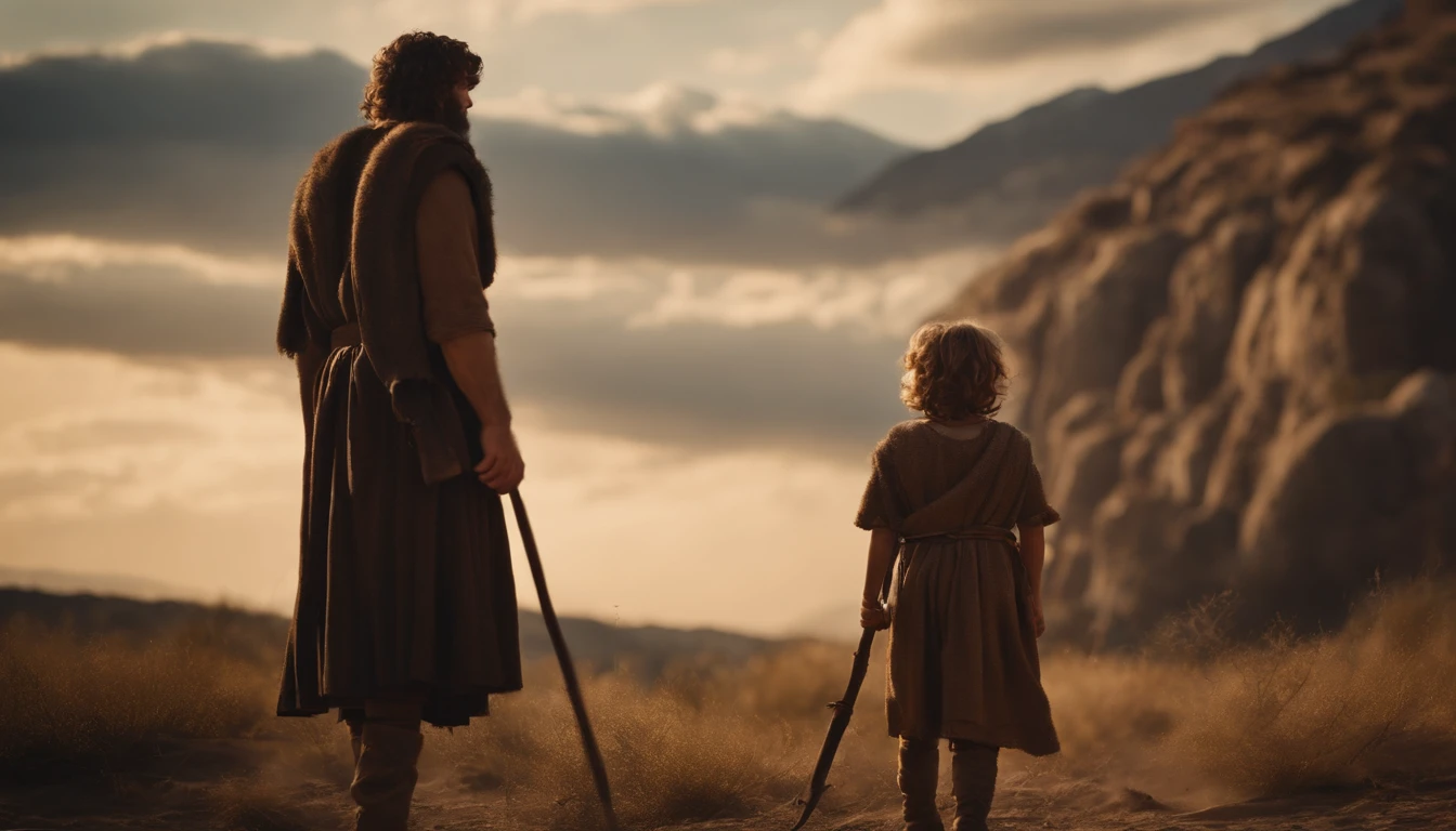Giant vs kid, Biblical times, Clothes of the biblical era, 4k