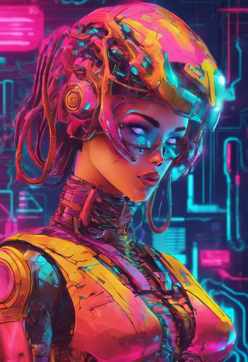 A sexy robot lady in cyberpunk style.8k