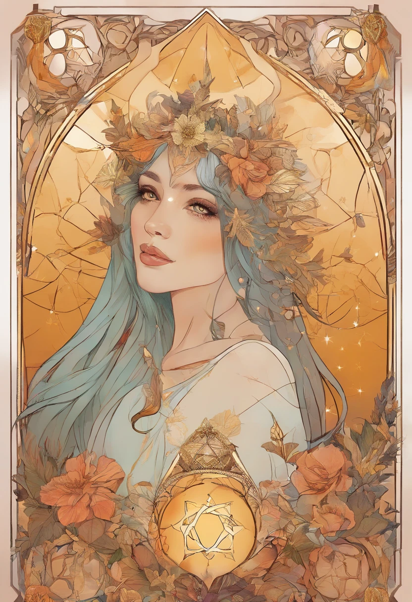 tarot card, chiaroscuro technique on sensual illustration of an queen of pentacle, vintage queen, earthy eerie, matte painting, by Hannah Dale, by Harumi Hironaka, extremely soft colors, hint of gold vibrant, highly detailed, digital artwork, high contrast, dramatic, refined, tonal, highest quality，anatomy correct，ultra-wide-angle，depth of fields. Holding the pentacles